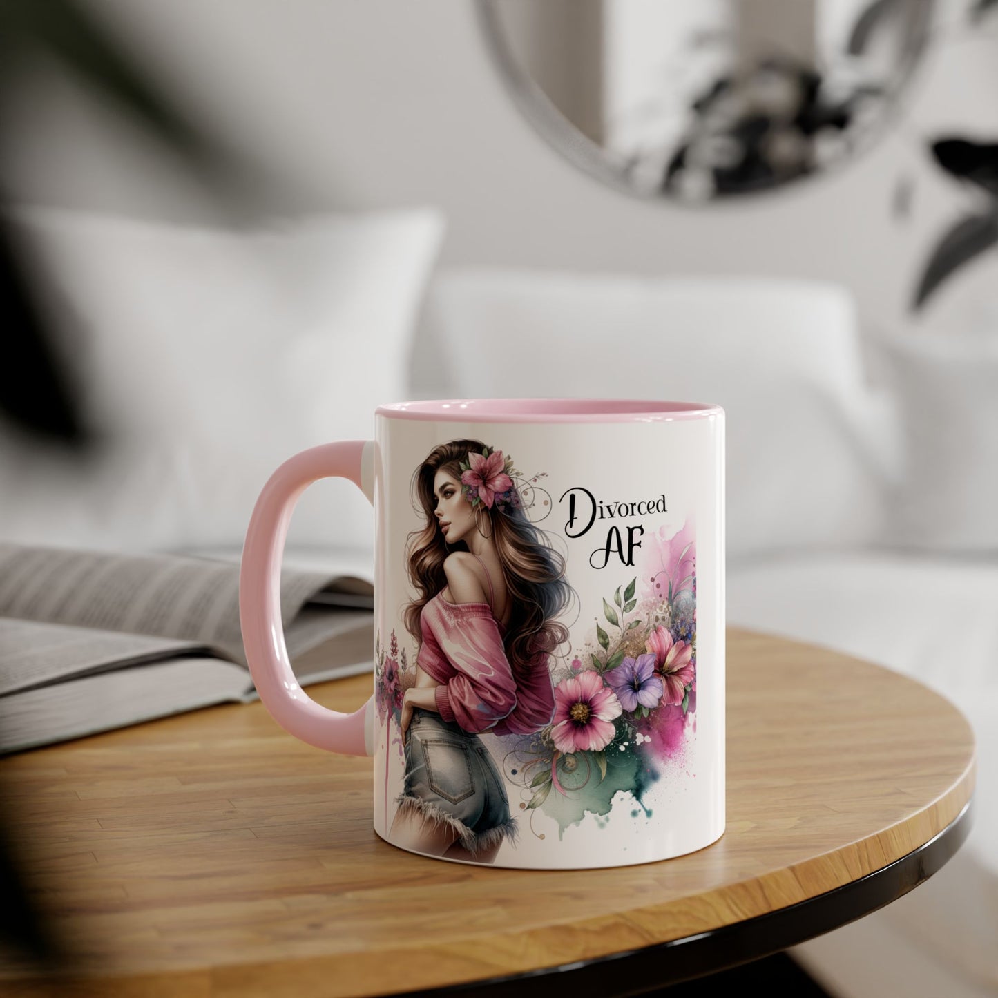 Divorced AF Accent Mug, Empowering Gift for Newly Divorced, Coffee Lover Mug, Inspirational Drinkware, Funny Divorce Humor