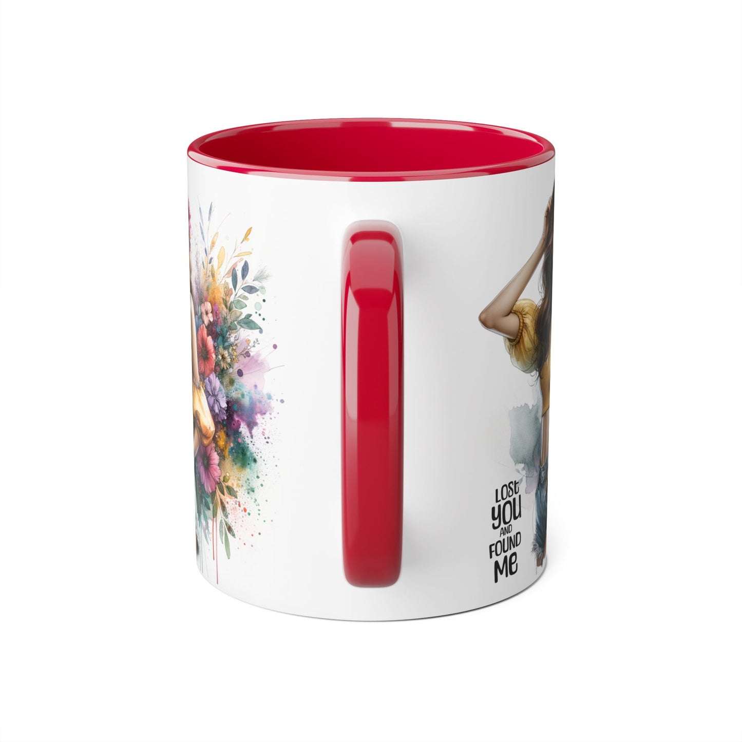 Lost You and Found Me Floral Accent Mug, Empowering Coffee Cup, Vibrant Gift for Friends, Motivational Drinkware, Perfect for Home or Office