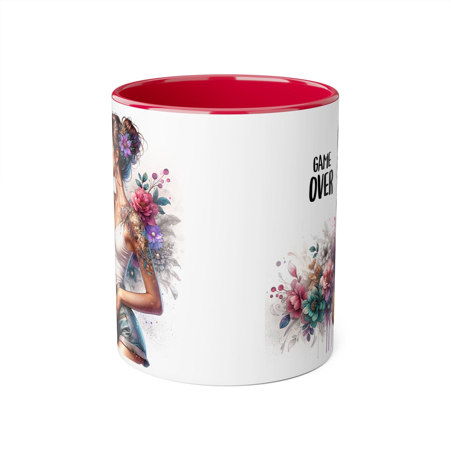 Floral Game Over Mug | Stylish Coffee Cup for Gamers | Unique Gift for Birthdays, Holidays, or Just Because, Tea Mug, Accent Mugs