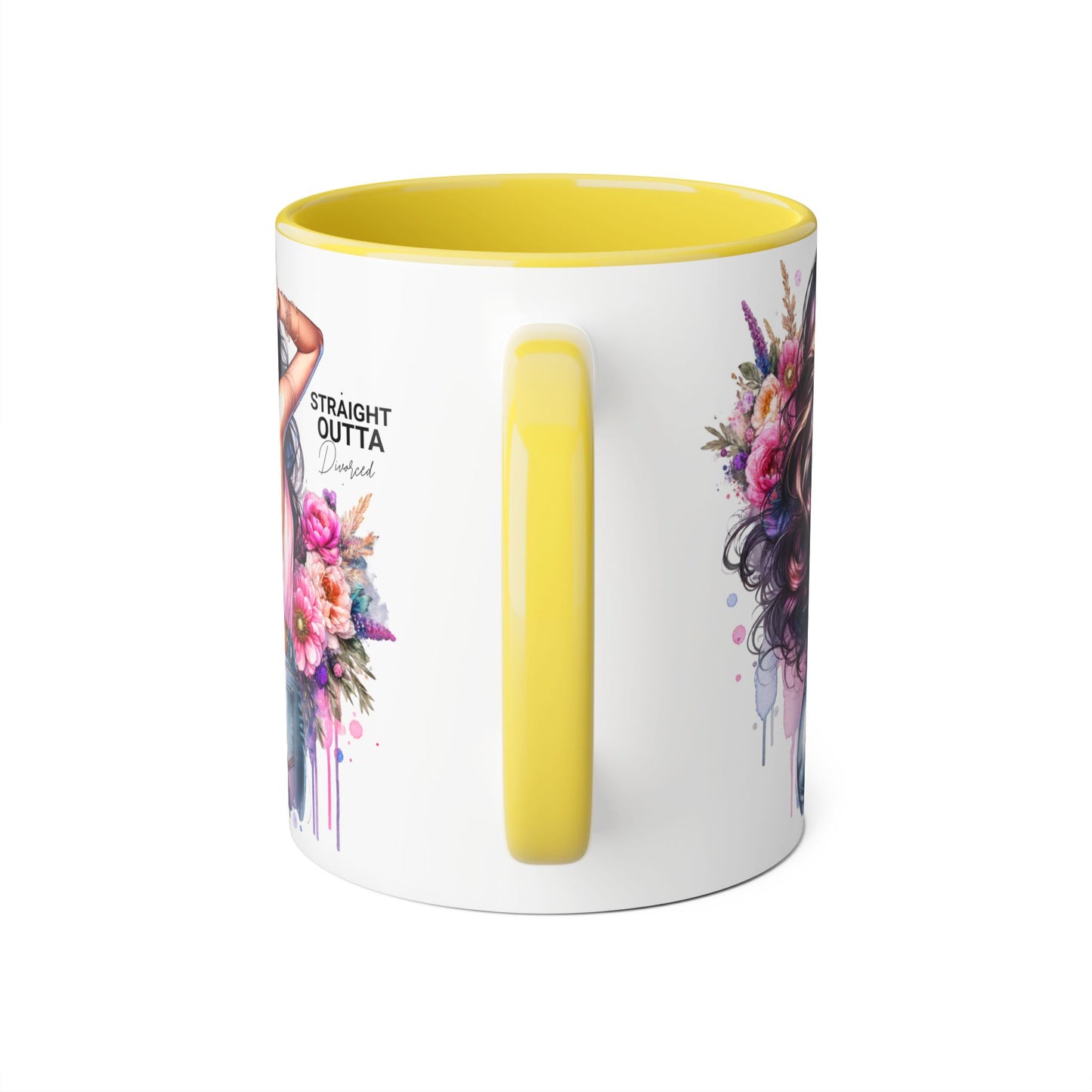 Straight Outta Divorced Humoristic Floral Art Accent Mug - Perfect for Coffee Lovers, Gift for Her, Home Decor, Inspirational, Mother's Day