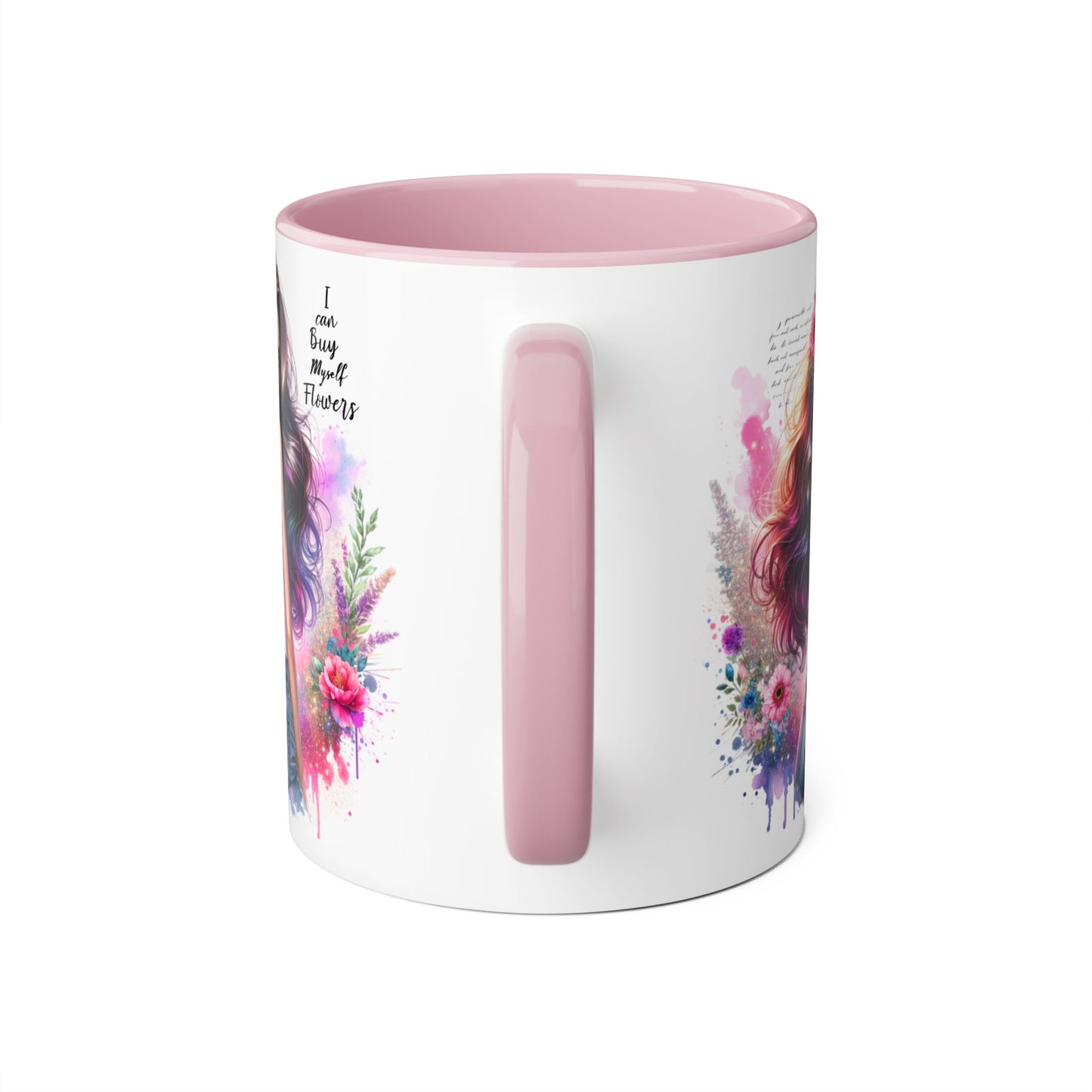 I Can Buy Myself Flowers Floral Art Coffee Mug, Botanical Gift for Her, Colorful Mug for Tea, Art Lover Present, Inspirational Quote Cup