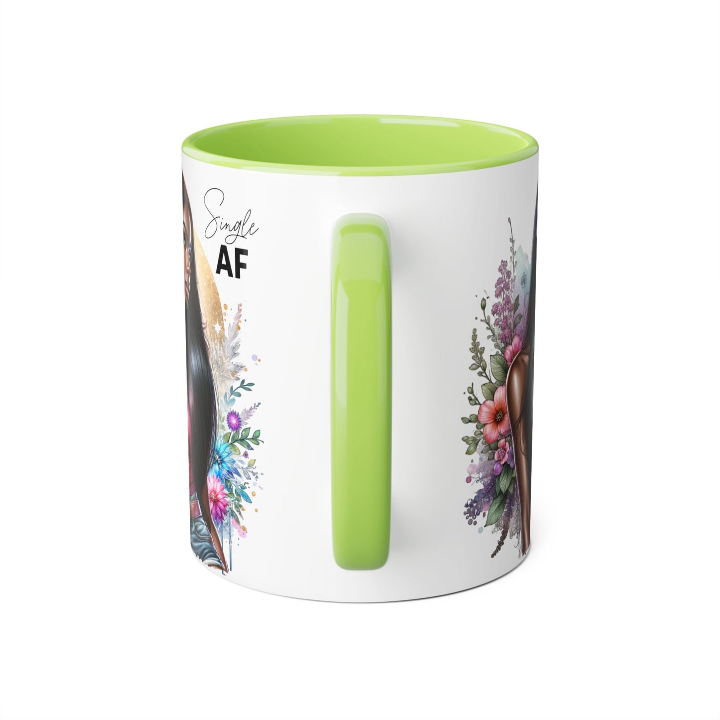 Single AF Stylish Accent Mug, Beautiful Coffee Cup, Unique Gift for Her, Trendy Drinkware, Floral Design Mug, Inspirational Sip