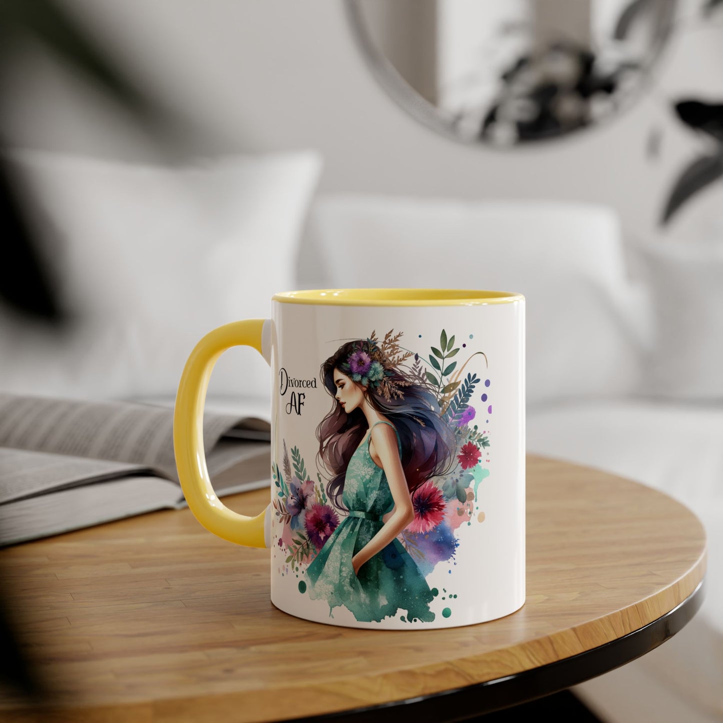 Divorced AF Accent Mug - Inspirational Coffee Cup, Unique Gift for Newly Divorced, Motivational Drinkware, Self-Care Mug
