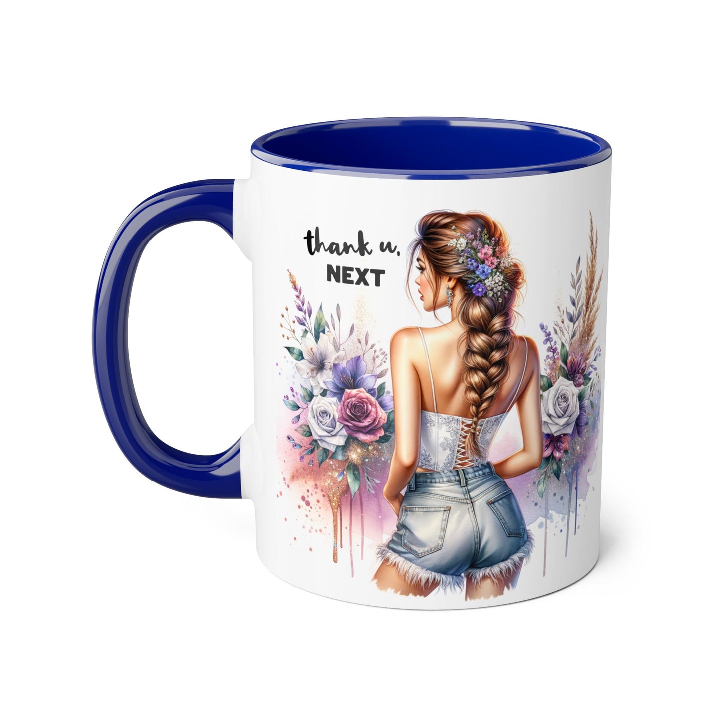 Thank U, Next Boho Inspirational Mug, Coffee Cup, Gift for Friends, Motivational Beverage Holder, Floral Design, Thank U Next