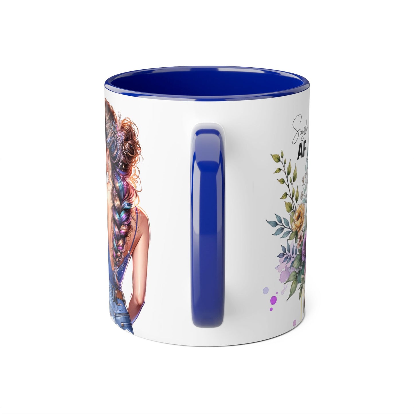 Single AF Stylish Accent Mugs for Coffee Lovers, Floral Design Mug, Gift for Her, Unique Tea Mug, Simple AF Mugs for Home Decor
