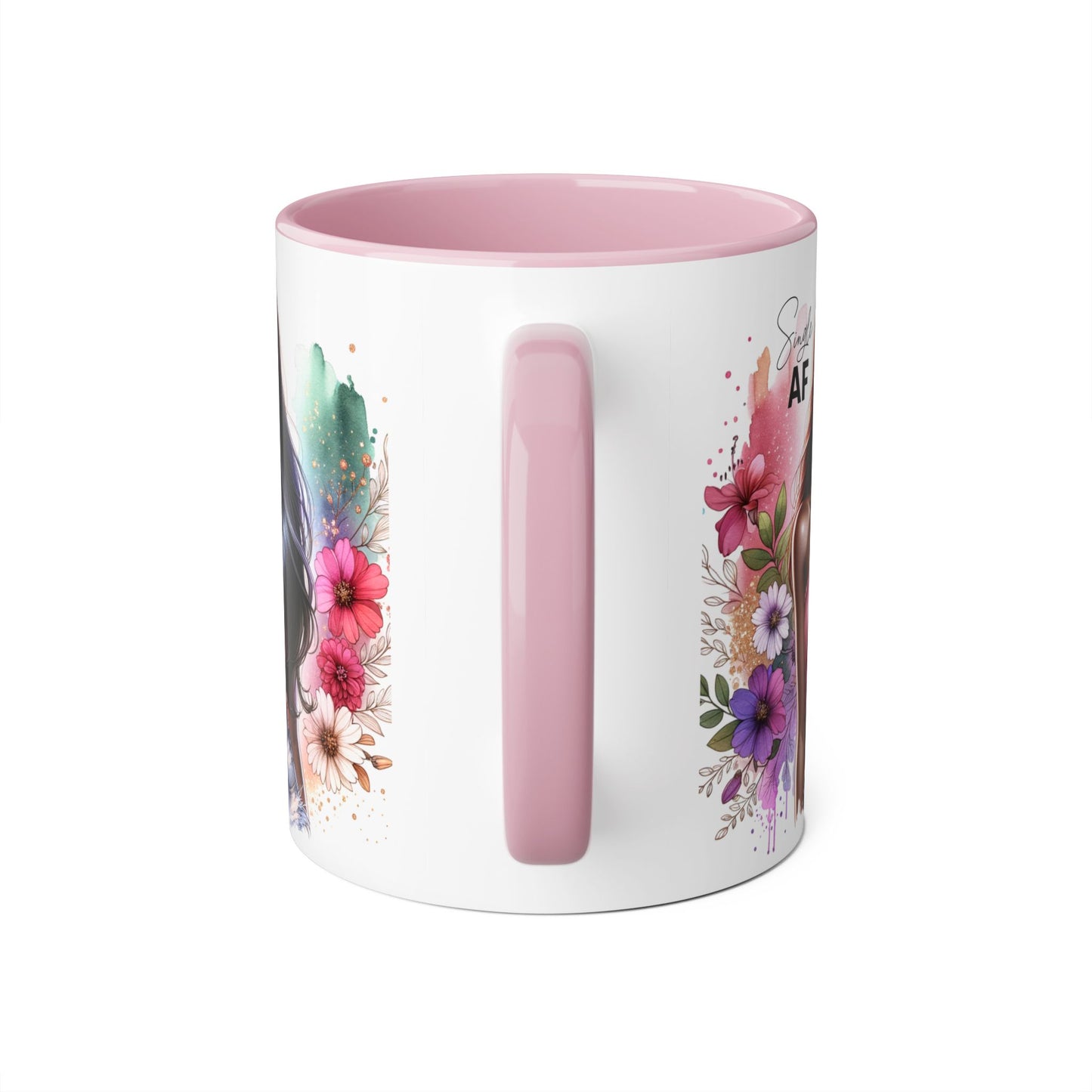 Single AF Stylish Accent Mug - Floral Artwork, Perfect Gift for Friends, Unique Home Decor, Birthday, Coffee Lover