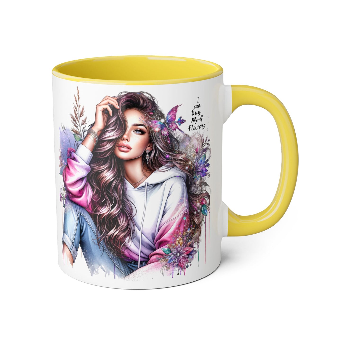 I Can Buy Myself Flowers Artistic Floral Accent Mug | I Keep My Hopes + Dreams, Coffee Cup for Gifts, Home Decor, Birthdays, Self-Care, Tea Lovers
