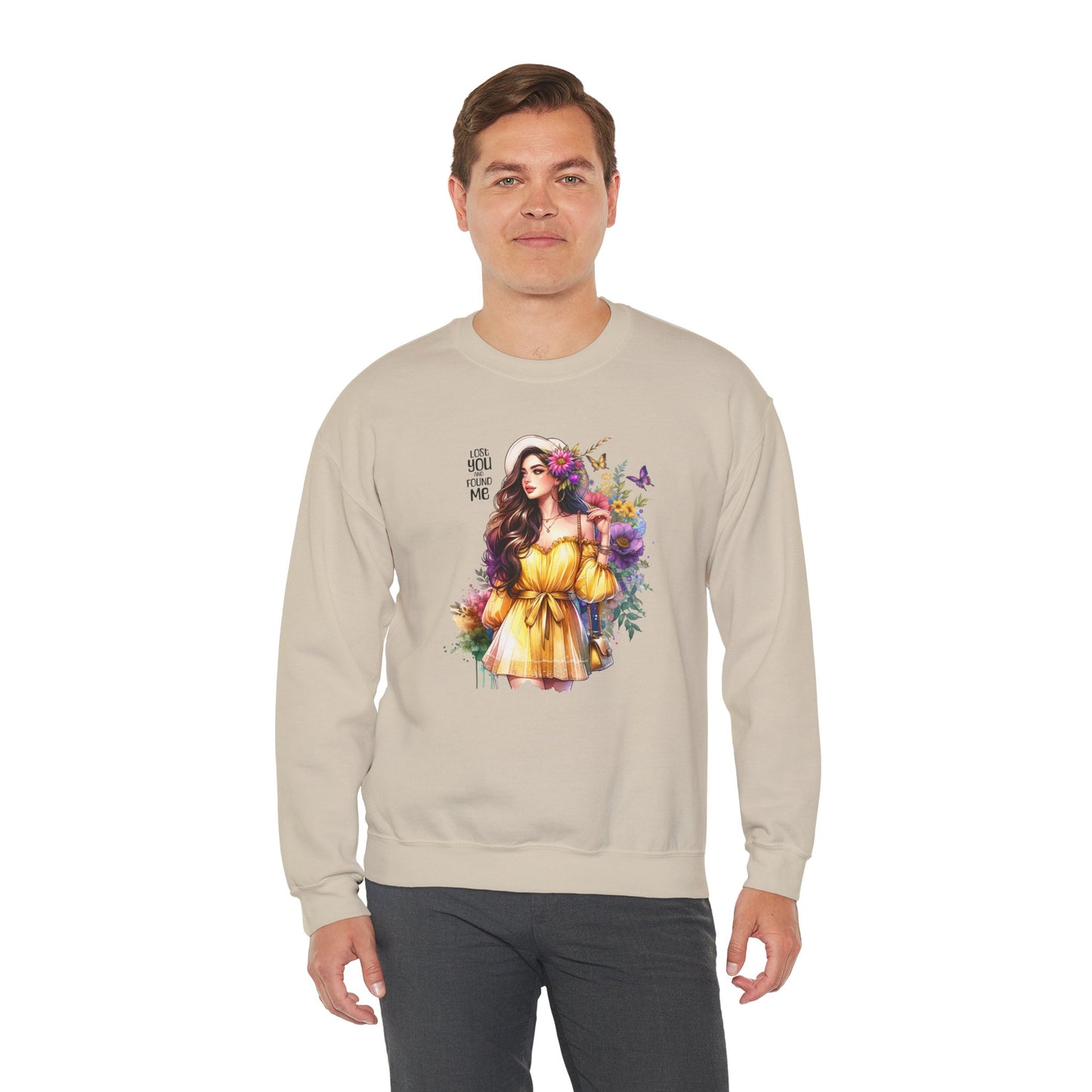 Lost You And Found Me Floral Art Crewneck Sweatshirt, Cozy Unisex Sweater, Gift for Her, Spring Fashion, Inspirational Apparel