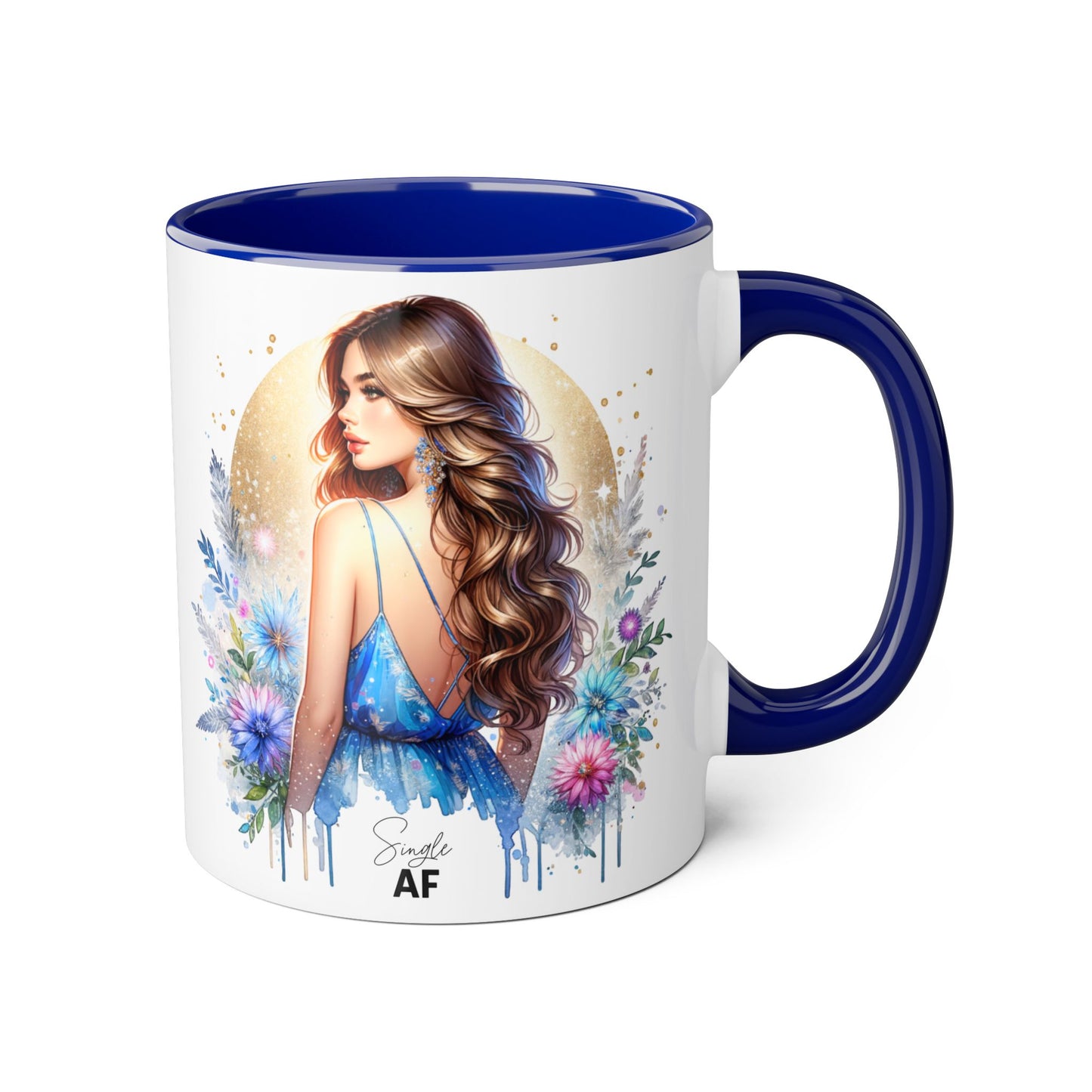 Single AF Gorgeous Floral Accent Mug, Perfect for Coffee Lovers, Unique Gift for Her, Boho Aesthetic, Personalized Tea Mug, Great for Birthdays