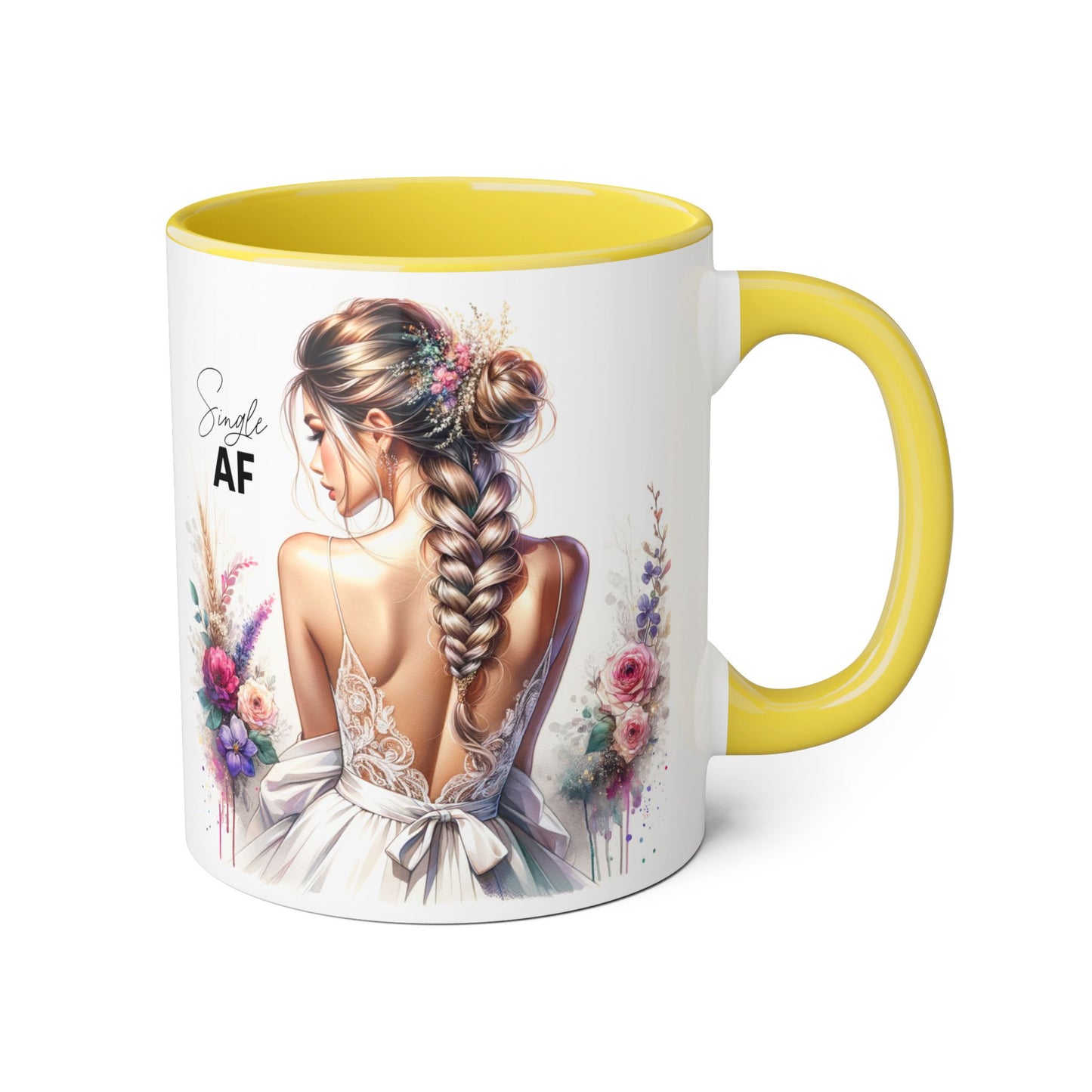 Elegant Floral Accent Mug, Simple AF Coffee Cup, Unique Gifts for Her, Cozy Home Decor, Bridal Shower, Birthday, Everyday Use