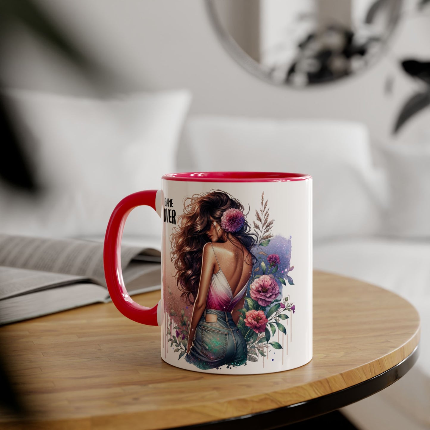 Boho Chic Accent Mug - Perfect Gift for Coffee Lovers, Home Decor, Floral Art, Unique Design, Game Over Theme