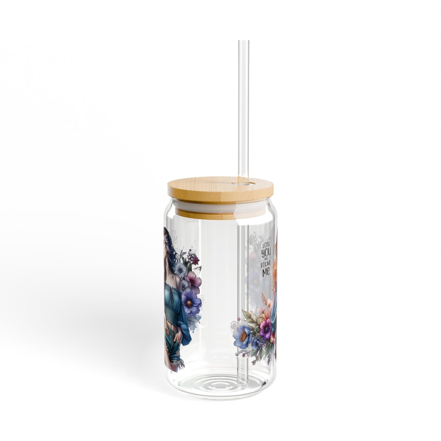Lost You and Found Me Floral Art Sipper Glass, 16oz | Stylish Hydration for Home, Parties, Gifts, Summer, Eco-Friendly Drinkware