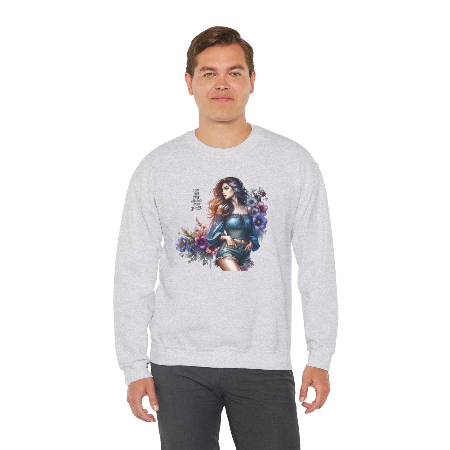 I Am My Own Happily Ever After Floral Aesthetic Crewneck Sweatshirt - Cozy Style for Women, Fashion Top, Gift Idea, Floral Sweatshirt, Spring/Summer Wear