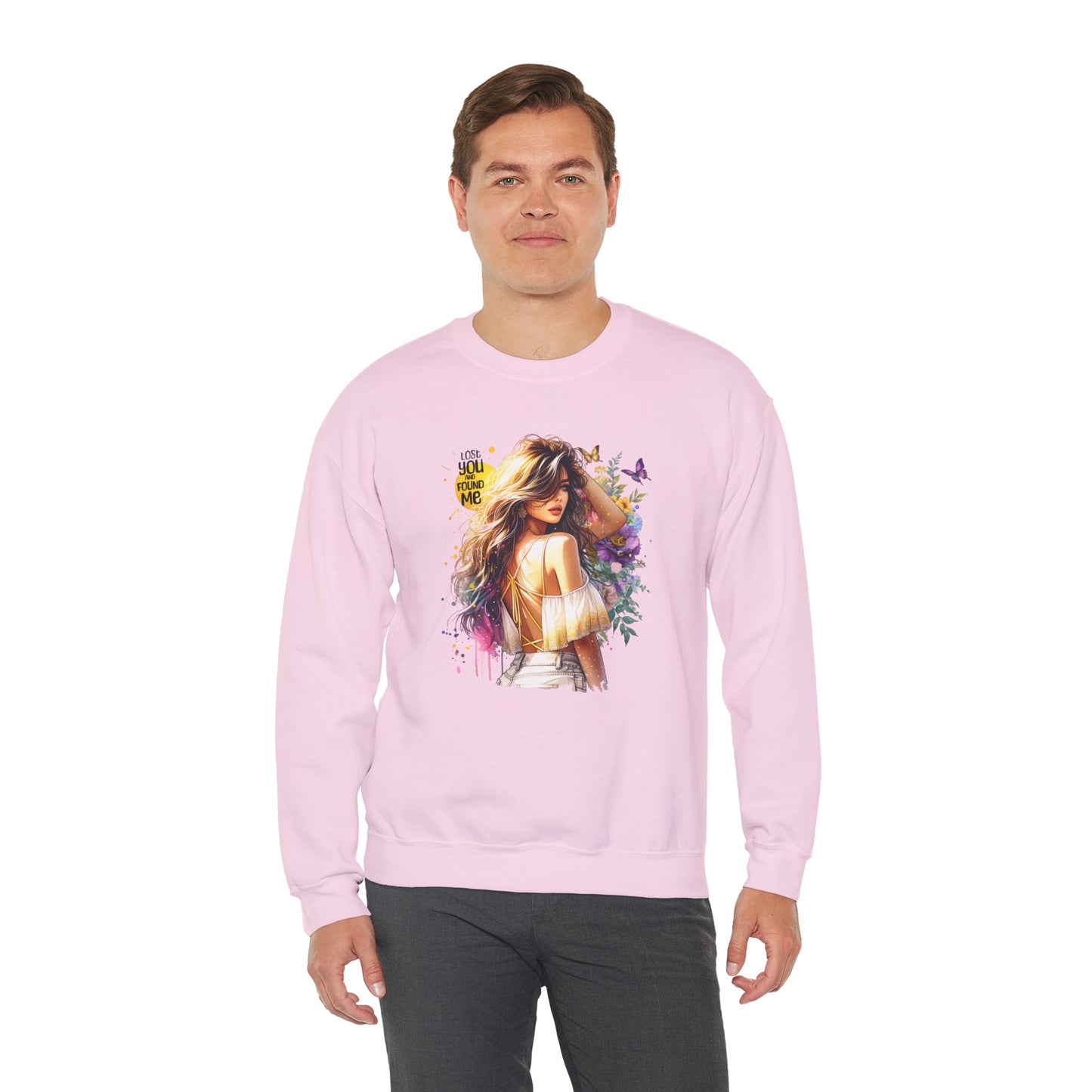 Lost You And Found Me Bohemian-Themed Crewneck Sweatshirt with Floral Design, Cozy Casual Wear, Gift for Her, Everyday Comfort, Family Gatherings, Spring Fashion