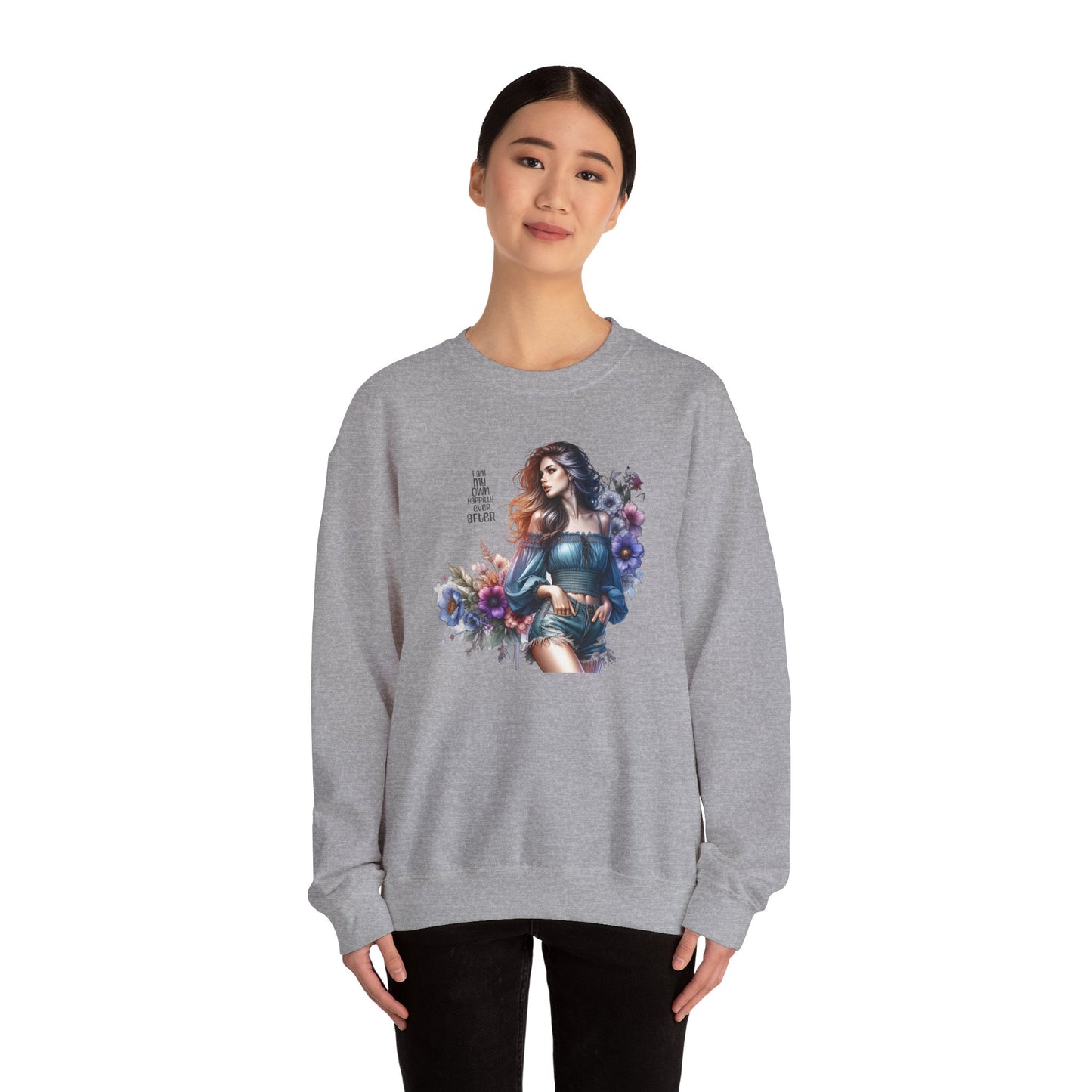 I Am My Own Happily Ever After Floral Aesthetic Crewneck Sweatshirt - Cozy Style for Women, Fashion Top, Gift Idea, Floral Sweatshirt, Spring/Summer Wear