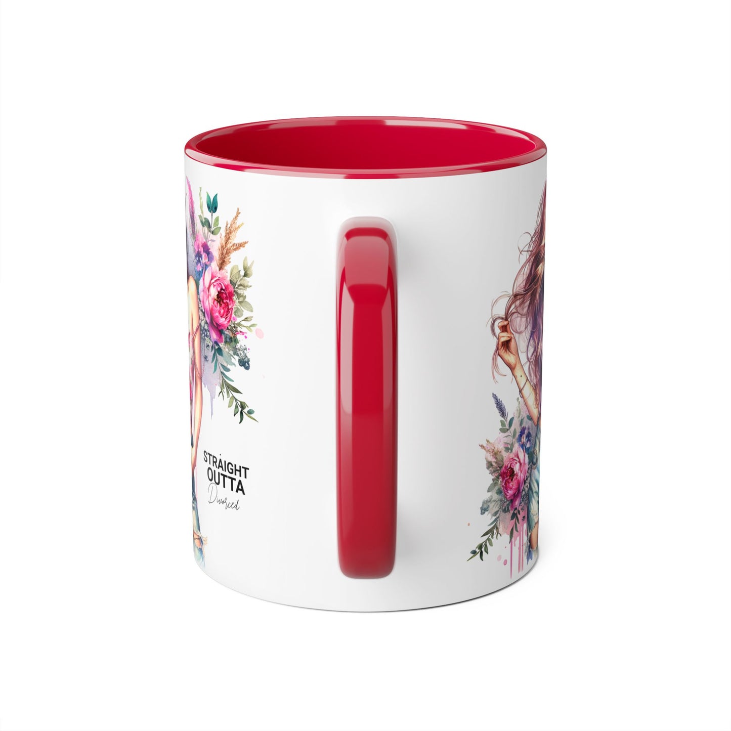 Straight Outta Divorced Humoristic Floral Accent Mug - Inspiring Gift for Friends, Unique Coffee Cup, Perfect for Birthdays, Home Decor, Coffee Lovers