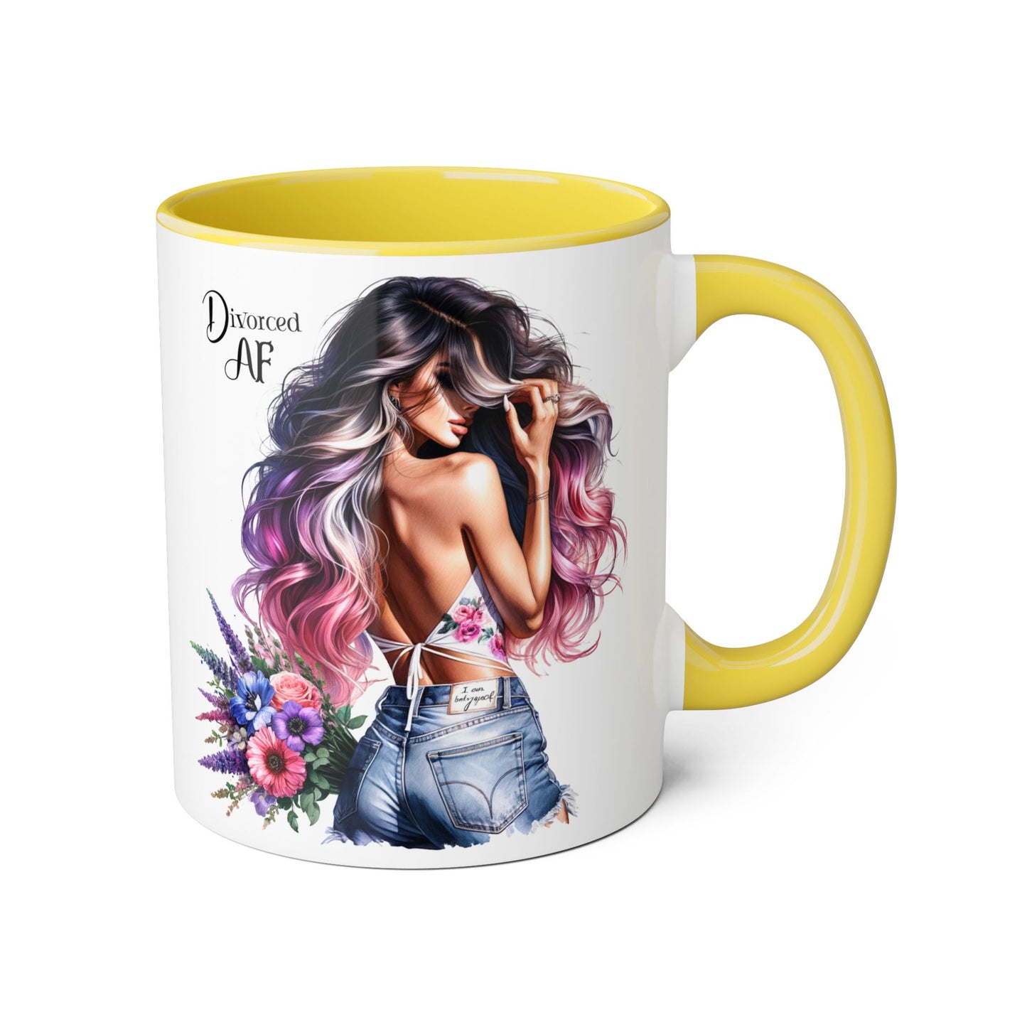 Dreamy Diva Accent Mug, Coffee Cup, Divorced AF Floral Design, Gift for Her, Unique Women’s Mug, Birthday Present, Relaxing Tea Cup