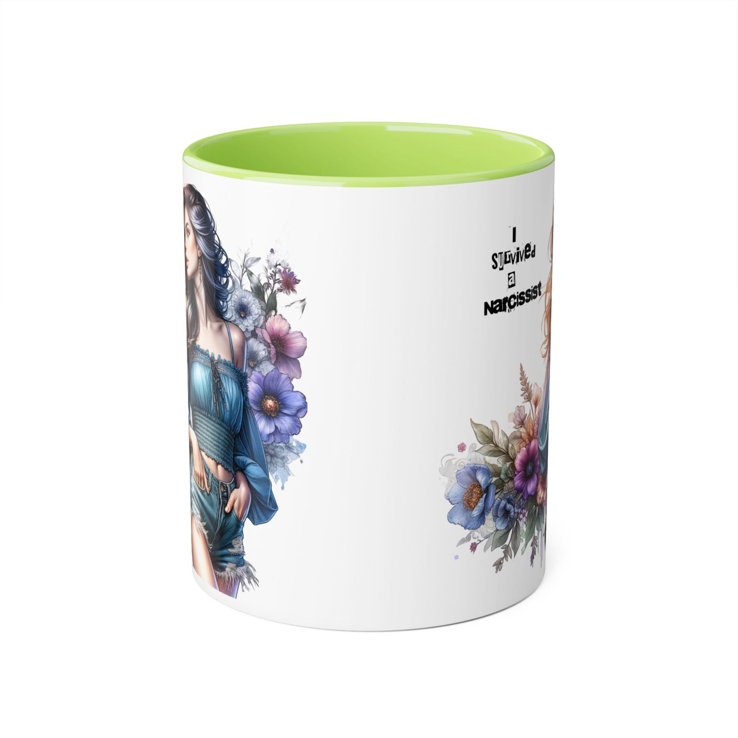 I Survived a Narcissist Accent Mug, Inspirational Coffee Cup, Unique Gift for Survivors, Floral Design, Self-Care Drinkware