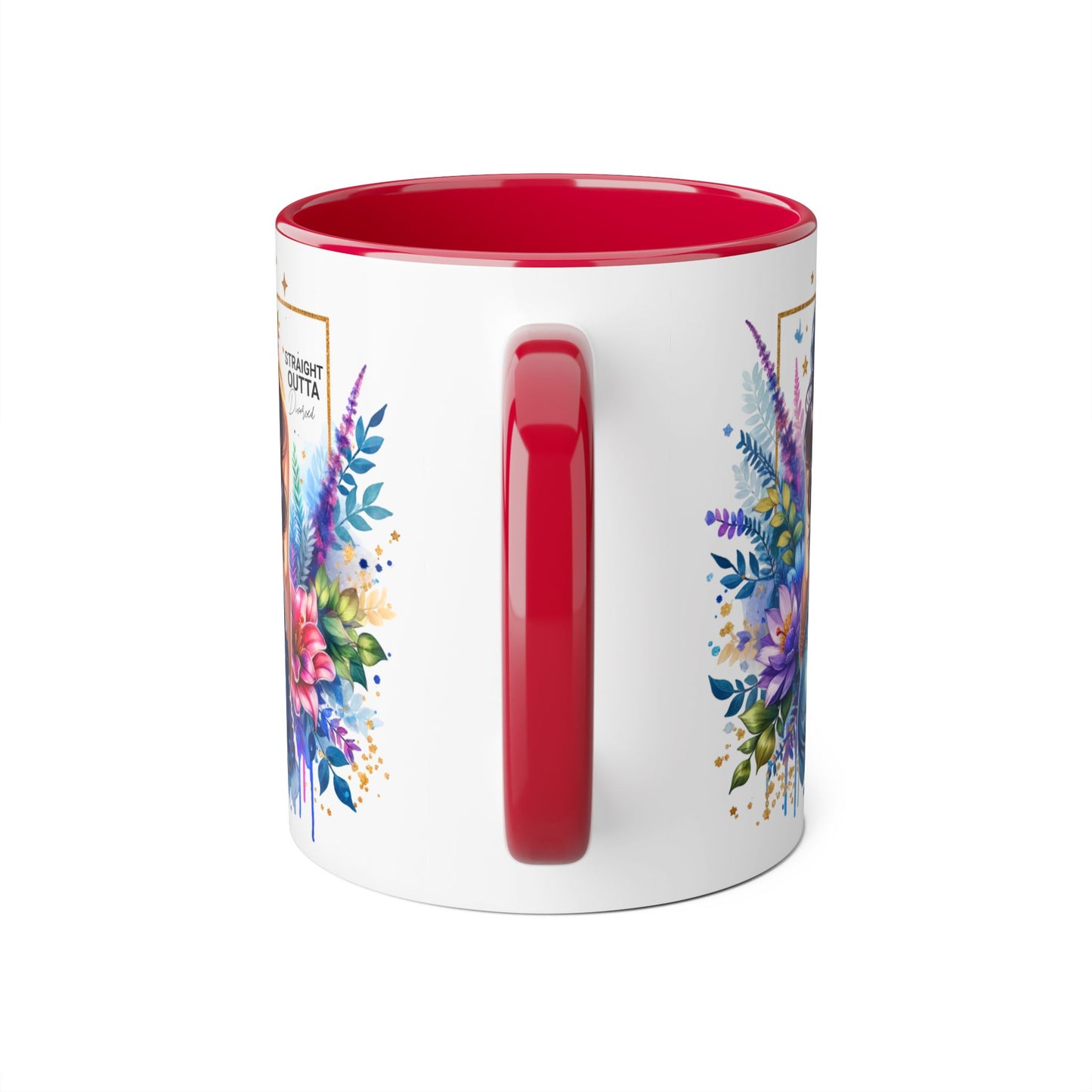 Straight Outta Divorced Humoristic Vibrant Floral Mug for Coffee Lovers, Straight Outta, Gift for Her, Inspirational Drinkware, Perfect for Birthdays, Celebrations