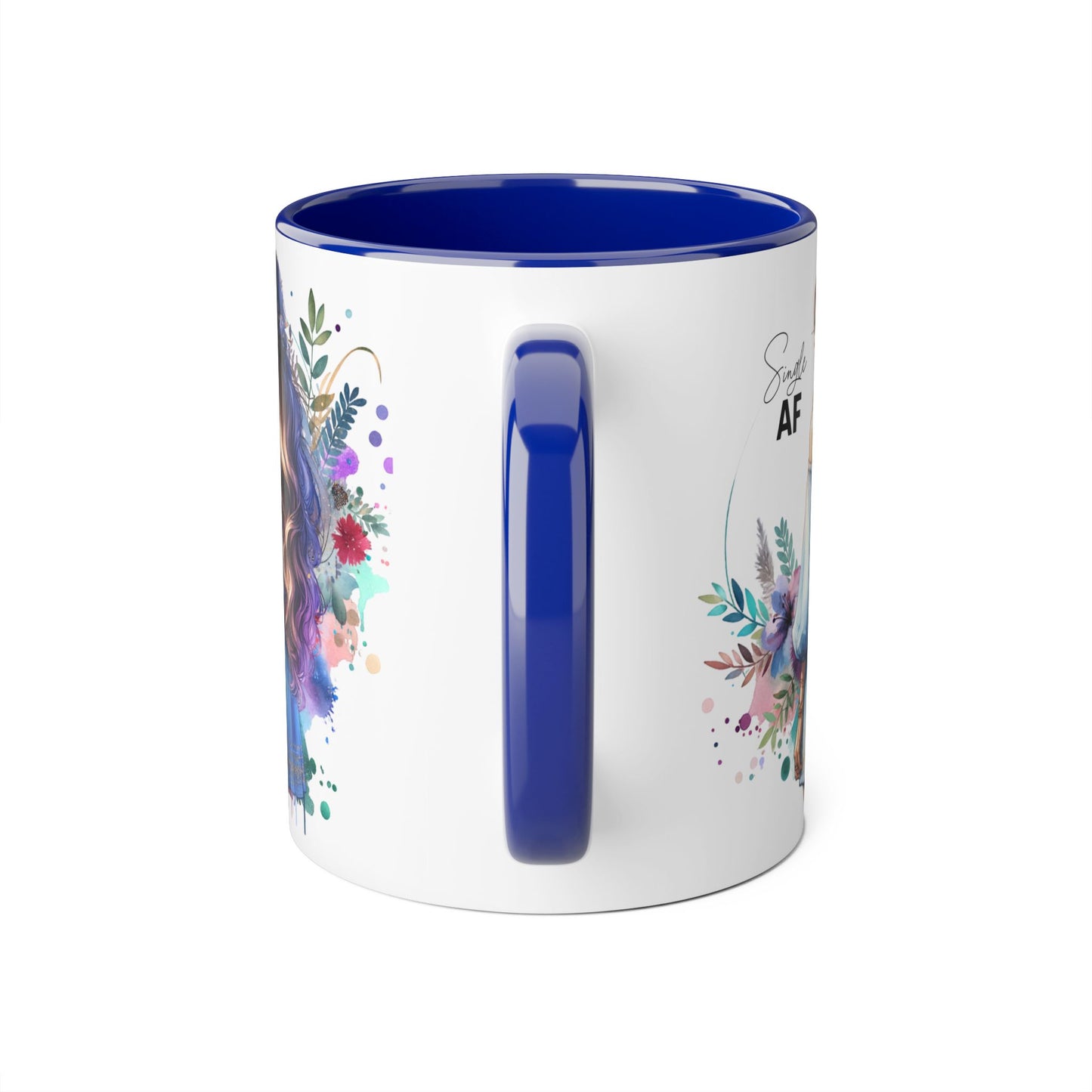 Single AF Boho Art Accent Mug, Unique Coffee Mug, Gift for Her, Floral Mug, Inspirational Mug, Perfect for Birthdays, Encouragement