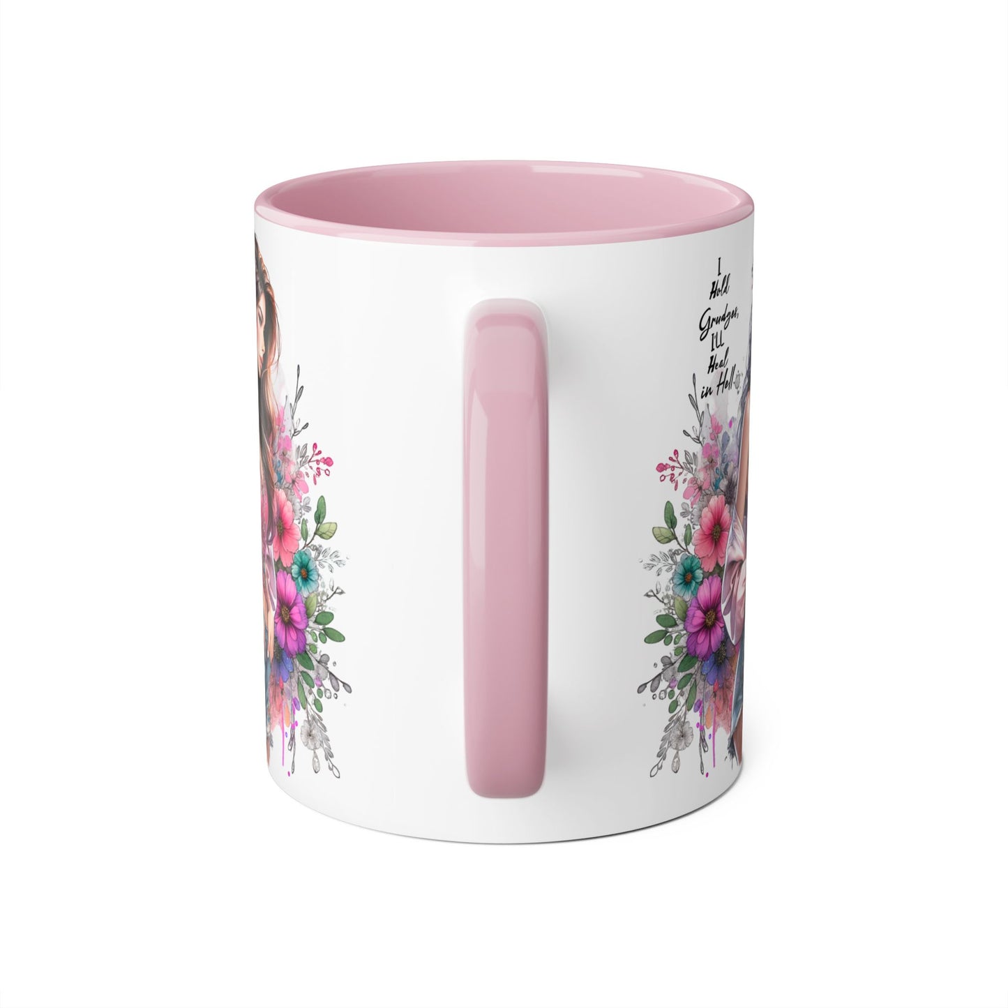 I Hold Grudges, I'll Heal in Hell Humoristic Floral Accent Mug