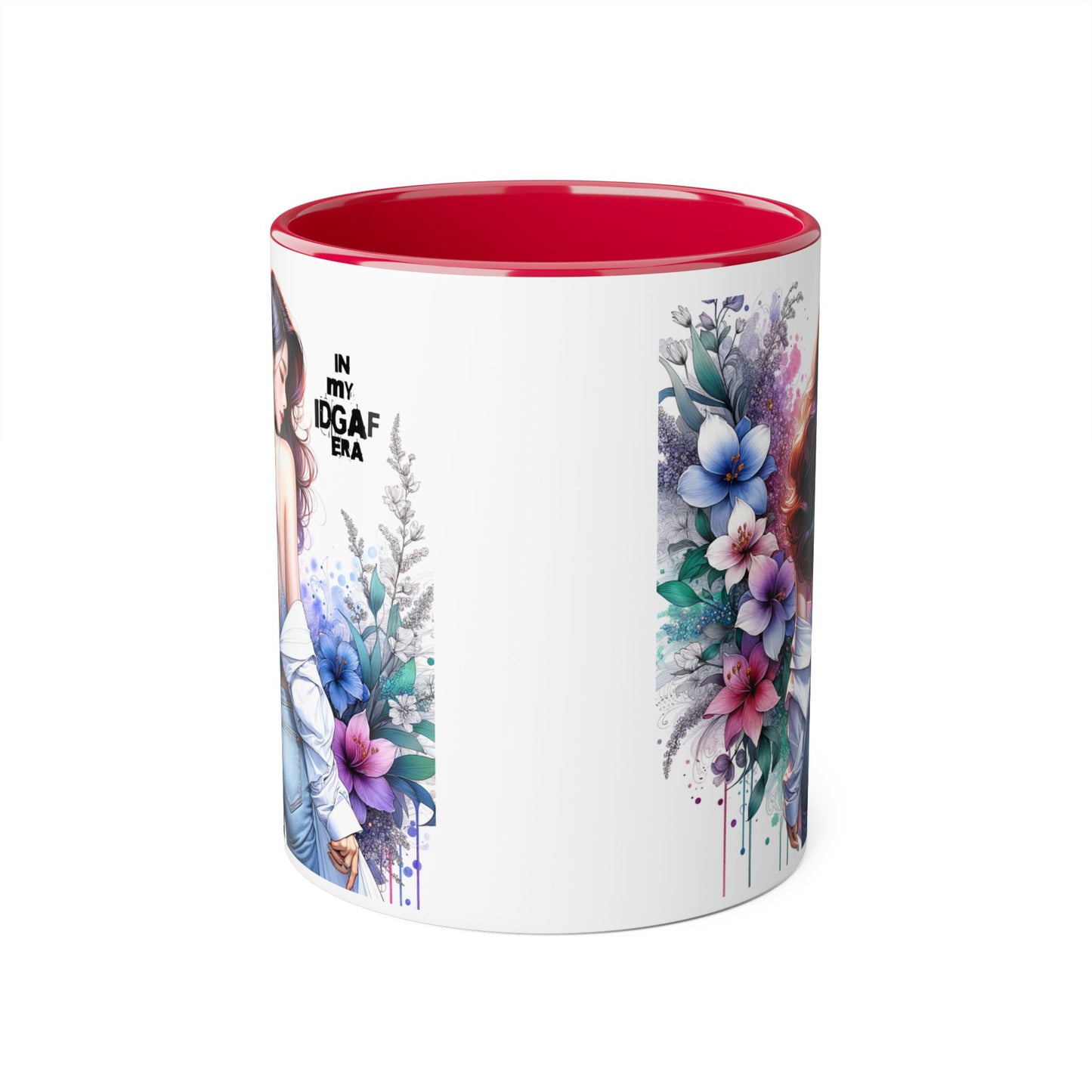 Floral Graphic Accent Mug, Gift for Her, Coffee Tea Mug, Unique Housewarming Present, My IDGAF Era