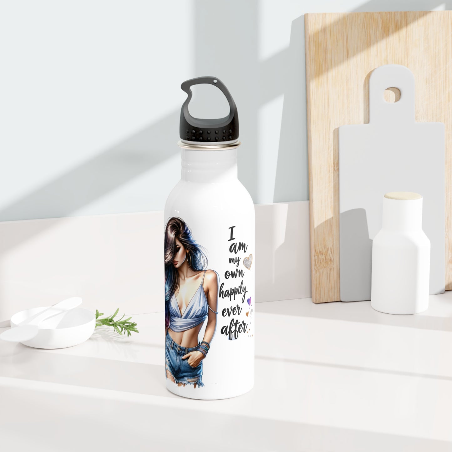 Motivational Stainless Steel Water Bottle - "I Am My Own Happily Ever After"