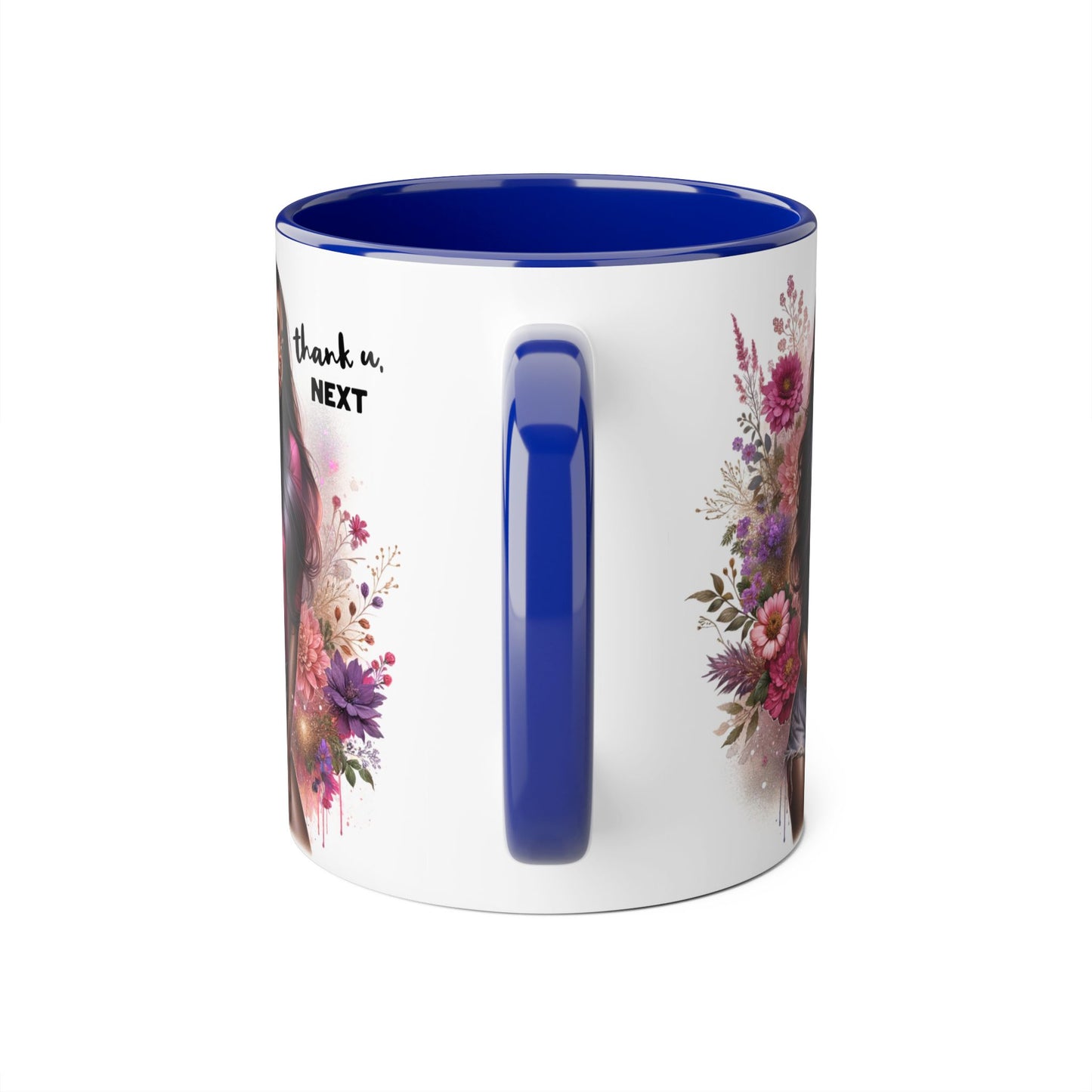 Thank U, Next Floral Artistic Accent Mug, Thank You Next Coffee Cup, Colorful Gift for Her, Boho Style Ceramic Mug, Unique Tea Mug