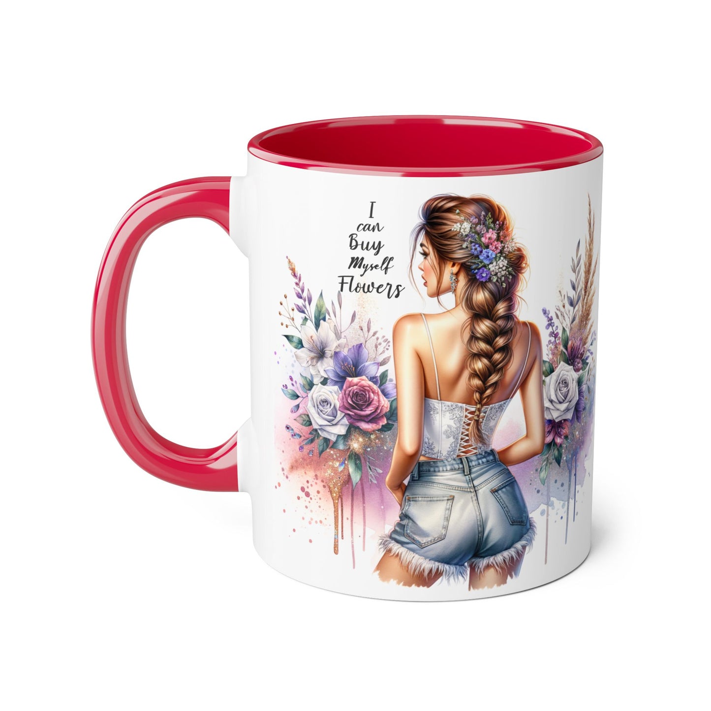 I Can Buy Myself Flowers Floral-Inspired Accent Mug, Boho Coffee Cup, Gift for Flower Lovers, Artful Drinkware for Special Occasions, Women's Inspirational Mug
