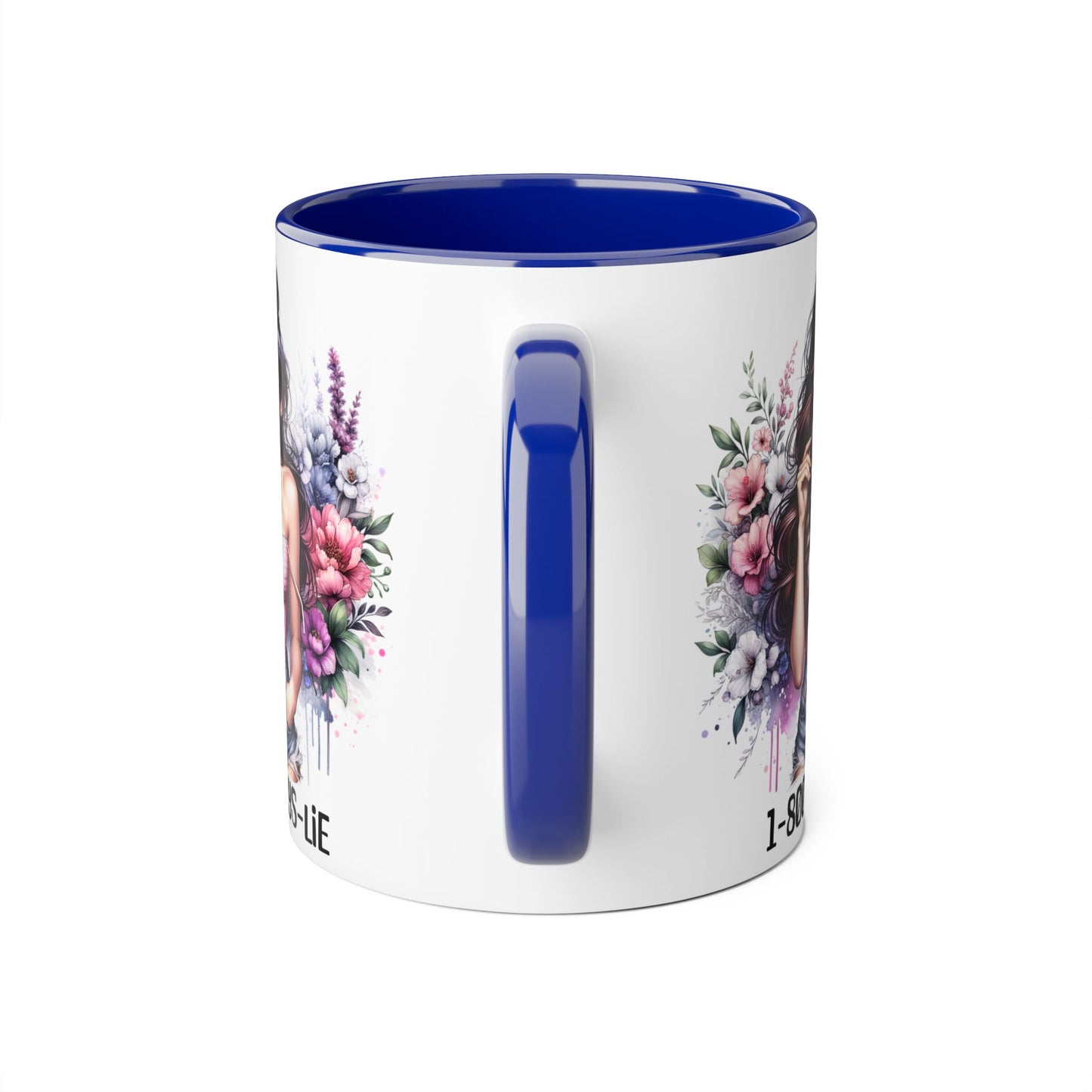 Chic Floral Coffee Mug - 1-800-BOYS-LIE, Trendy Gift for Her, Cute Floral Accent Mug, Coffee Lover's Gift, Girlfriend Mug