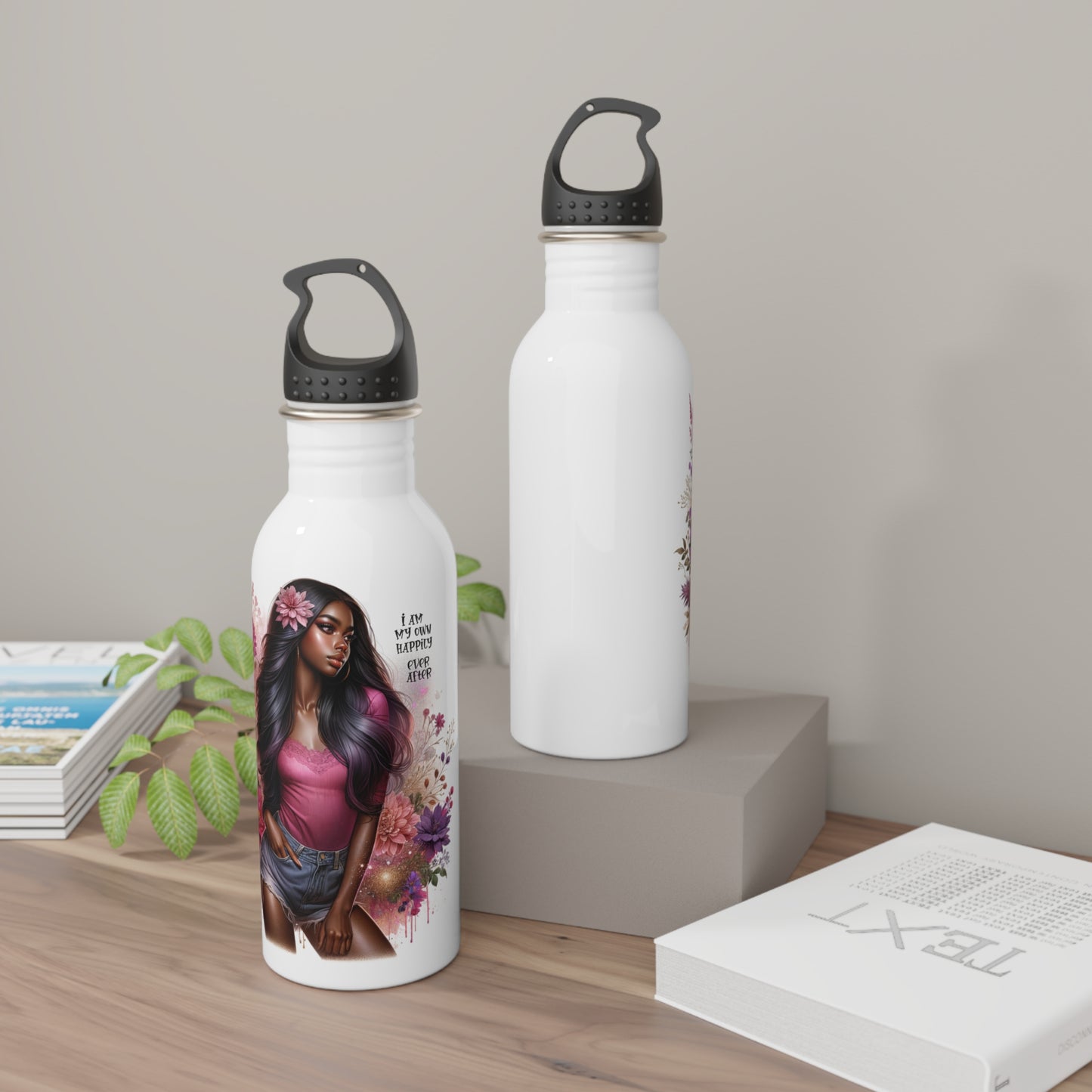 I Am My Own Happily Ever After Floral Art Stainless Steel Water Bottle - Inspiring Style for Every Adventure