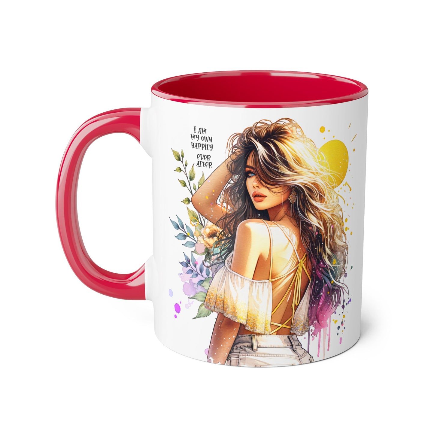 Inspirational Floral Accent Mug - "I Am My Own Happily Ever After " - 11oz
