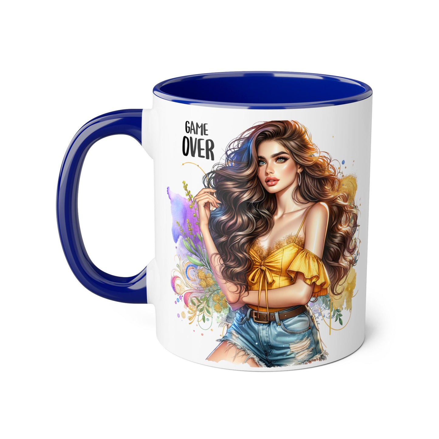 Game Over Accent Mug, 11oz Coffee Cup for Gaming Lovers, Unique Gift for Her, Fun Drinkware for Celebrations, Stylish Tea Mug