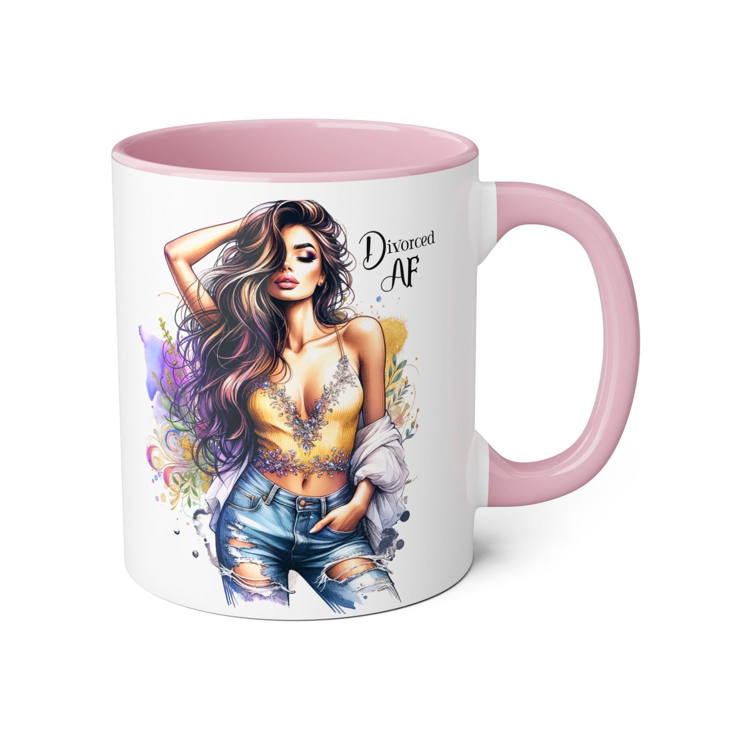 Divorced AF Mug, Stylish 11oz Accent Mug for Coffee Lovers, Perfect for Gifts, Self-Care and Empowerment, Unique Art Design