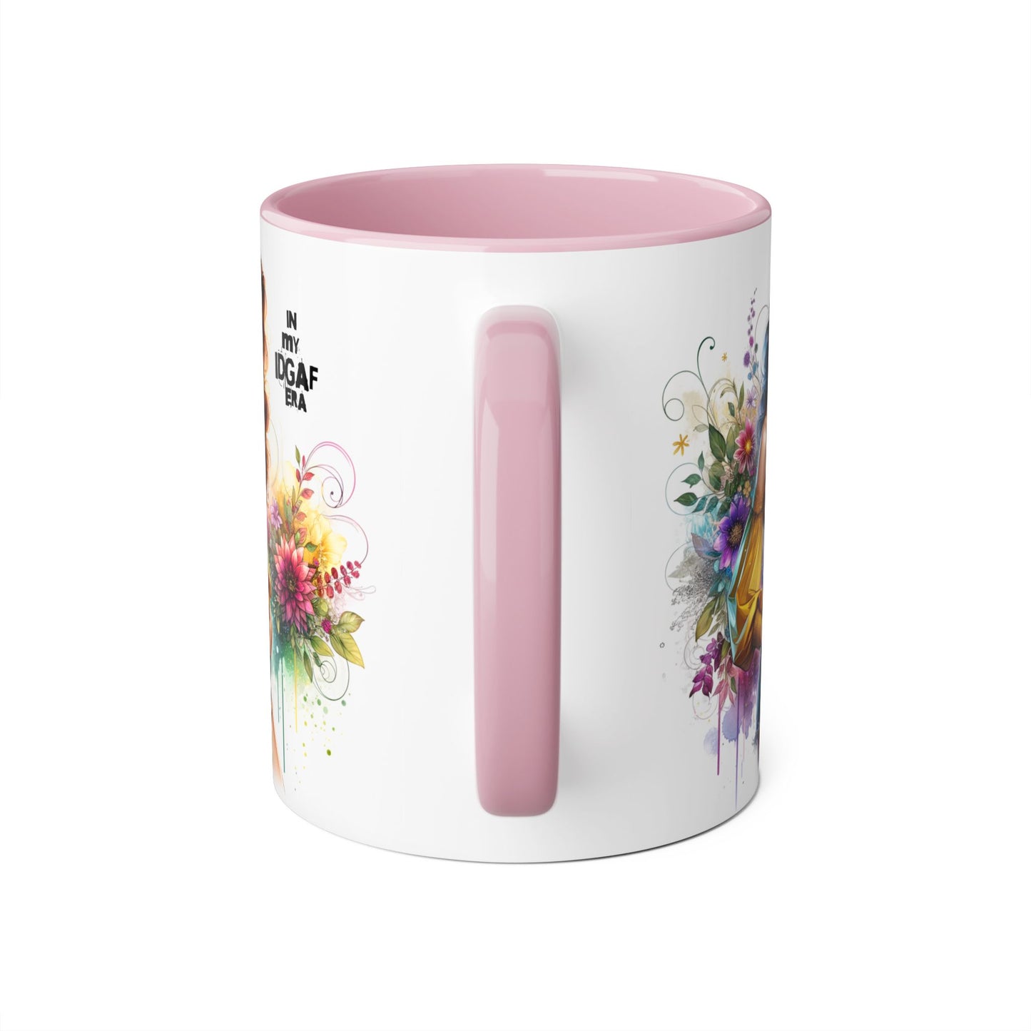 Edgy Floral Accent Mug, Inspirational Coffee Cup, Unique Gift for Her, IDGAF Mug, Boho Style Drinkware