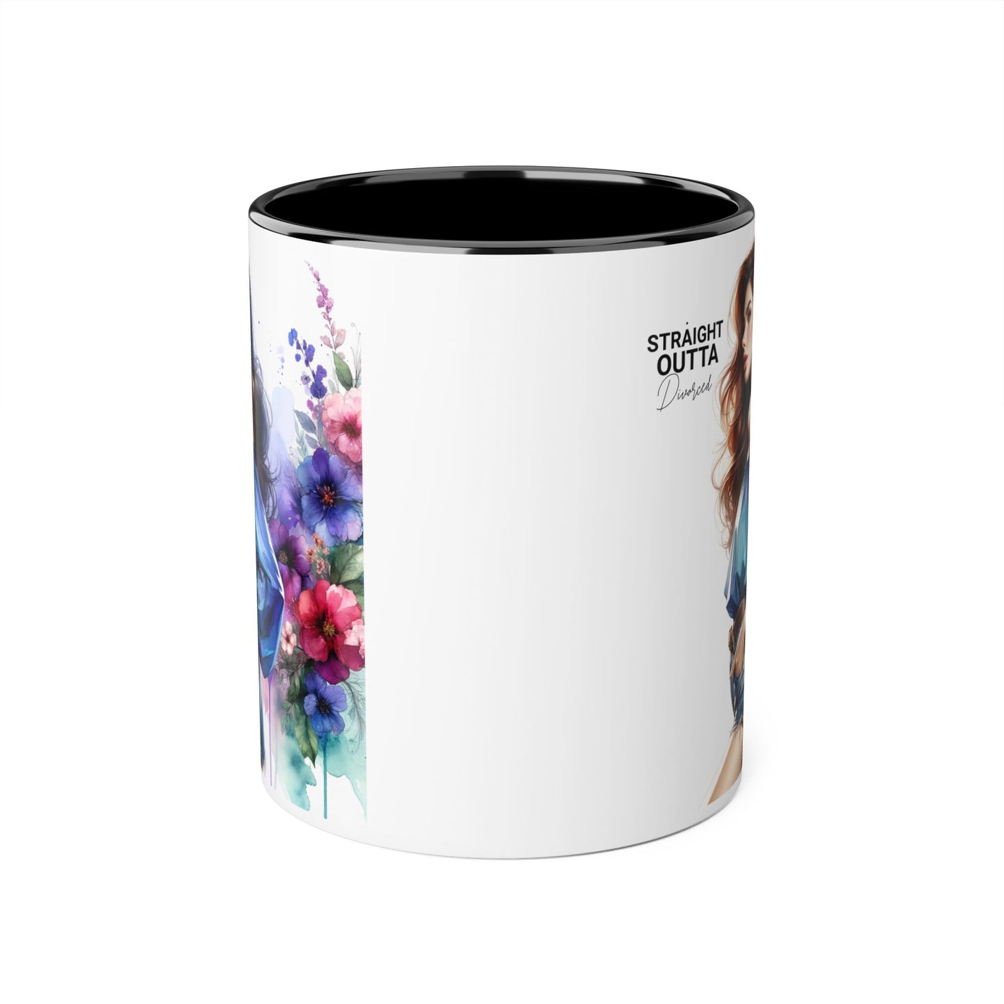 Straight Outta Divorced Humoristic Artistic Accent Mug, Personalized Gift for Coffee Lovers, Floral Design Mug, Straight Outta Mug, Creative Kitchenware, Unique Home Decor
