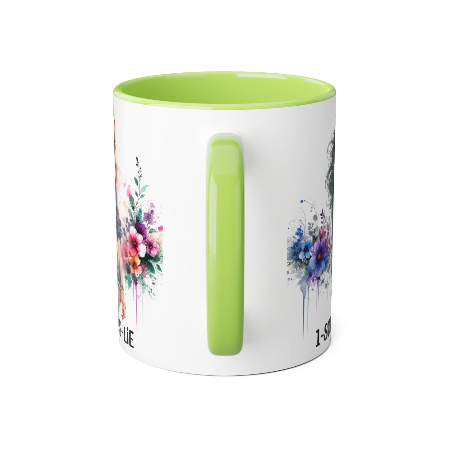 Chic Watercolor Accent Mugs, Floral Coffee Cup, Gift for Her, Trendy Drinkware, Unique Office Mug, 1-800-BOYS-LIE