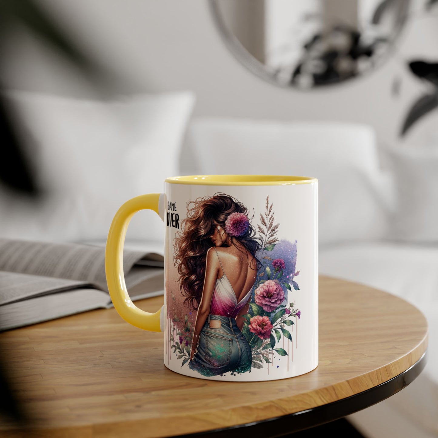 Boho Chic Accent Mug - Perfect Gift for Coffee Lovers, Home Decor, Floral Art, Unique Design, Game Over Theme