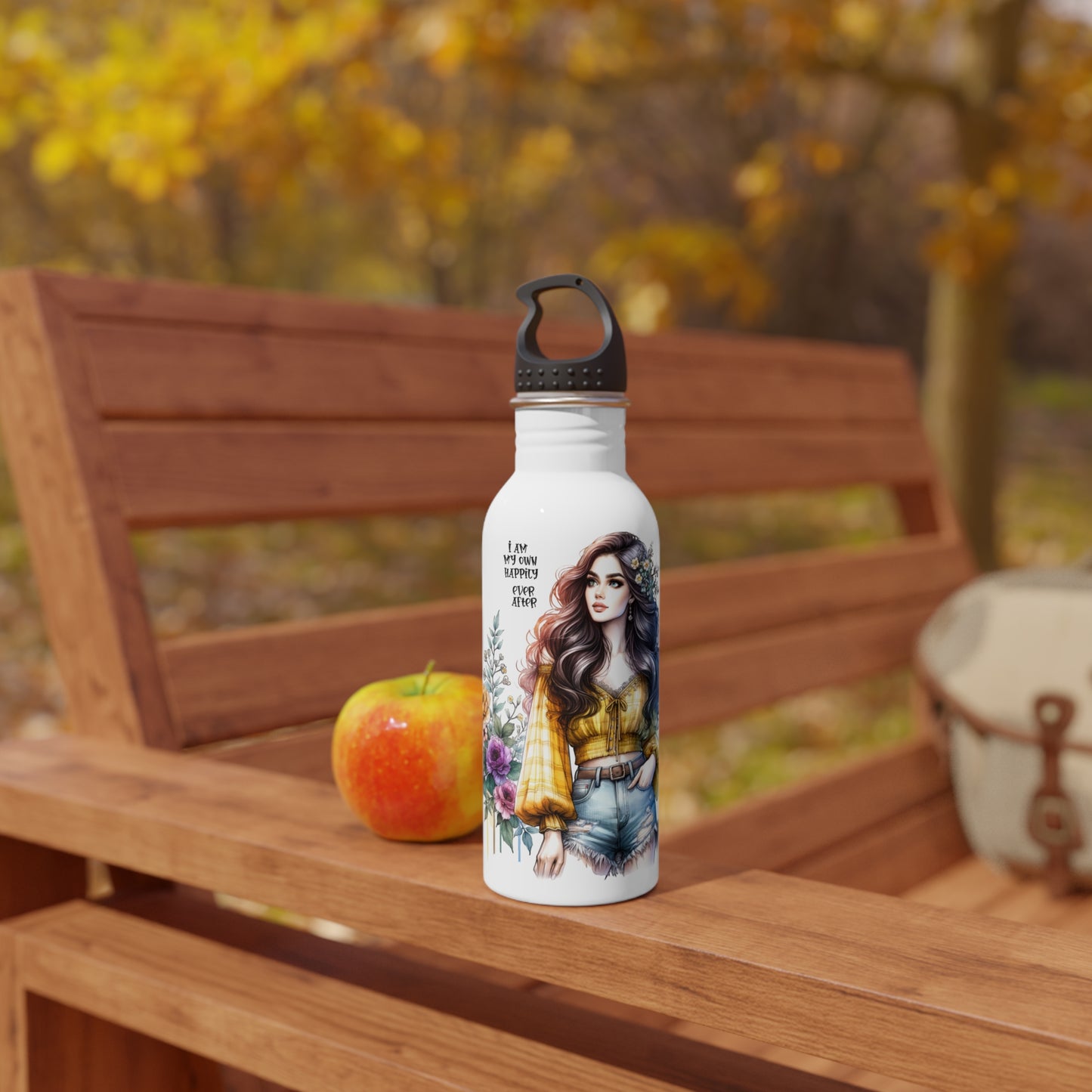 I Am My Own Happily Ever After Floral Motivational Stainless Steel Water Bottle - Drink Happy, Stay Hydrated