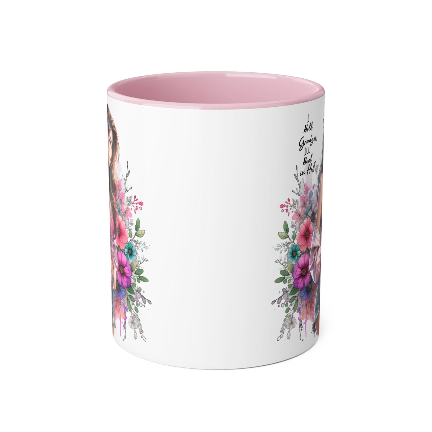 I Hold Grudges, I'll Heal in Hell Humoristic Floral Accent Mug