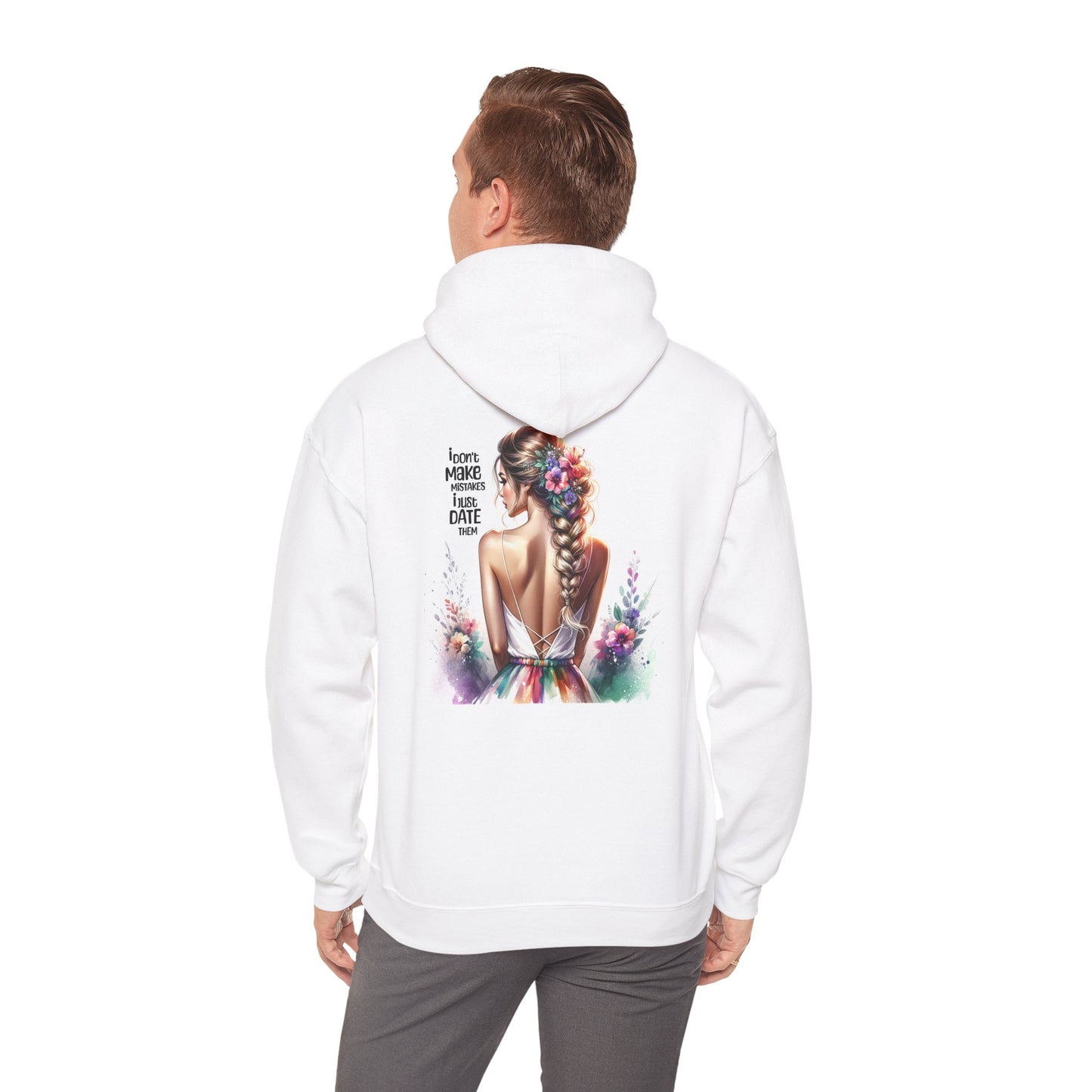 I Don`t Make Mistake, I Just Date Them Colorful Boho Sweatshirt - Girl Back Design, Cozy Gift for Spring, Art Lover's Hoodie, Perfect for Birthdays, Festivals, Casual Wear
