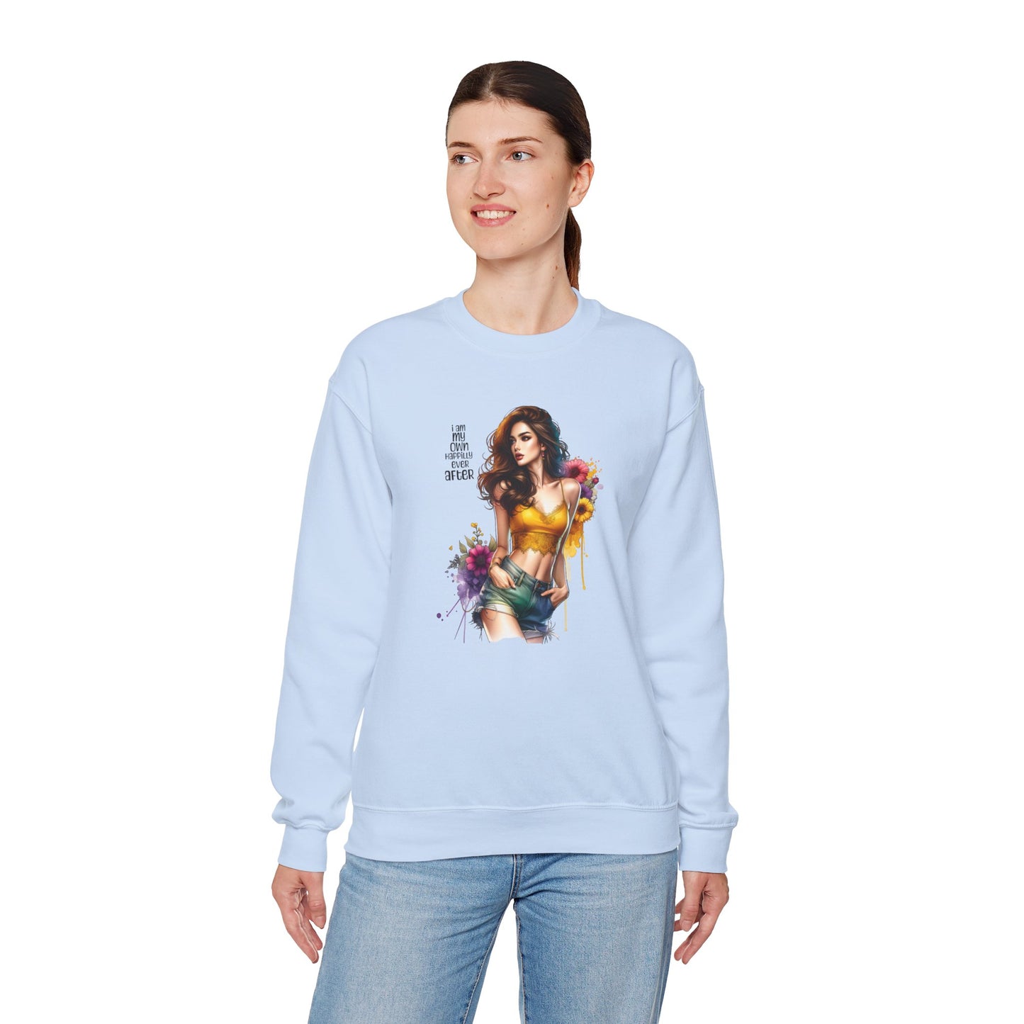 I Am My Own Happily Ever After Stylish Inspirational Crewneck Sweatshirt, Cozy Unisex Pullover, Art Print Sweatshirt, Gift for Her, Everyday Wear, Colorful Design