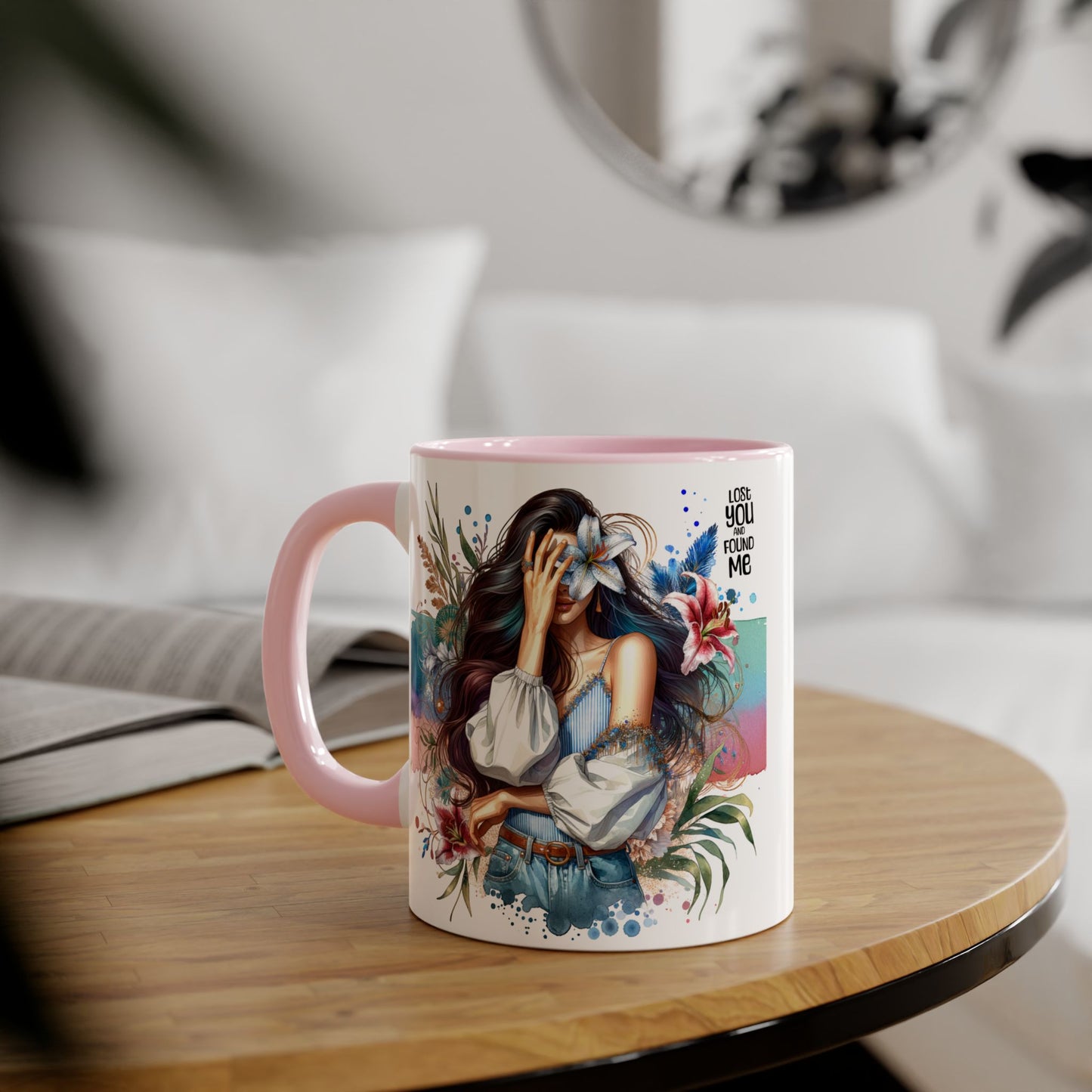 Lost You and Found Me Bohemian Accent Mug | Inspirational Gift for Her | Floral Coffee Cup | Unique Tea Mug | Art Lover's Drinkware