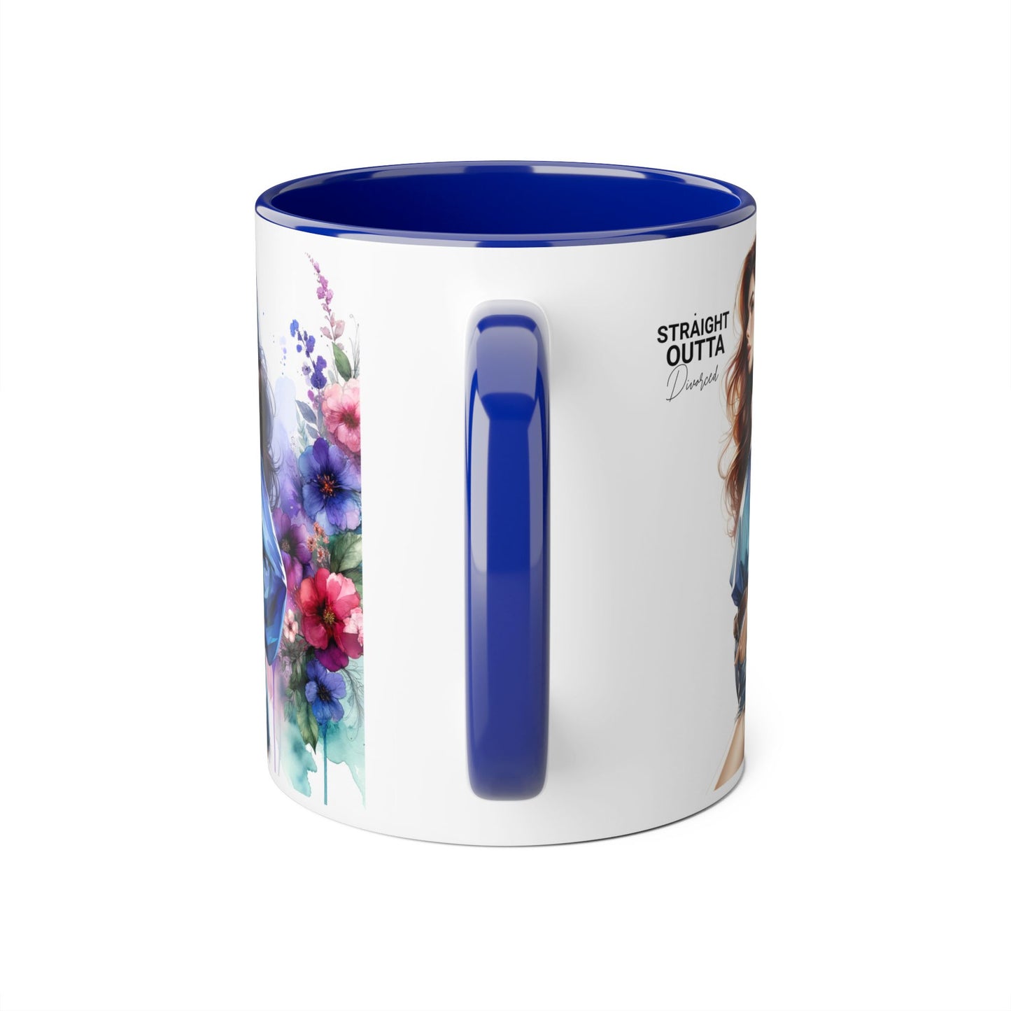 Straight Outta Divorced Humoristic Artistic Accent Mug, Personalized Gift for Coffee Lovers, Floral Design Mug, Straight Outta Mug, Creative Kitchenware, Unique Home Decor