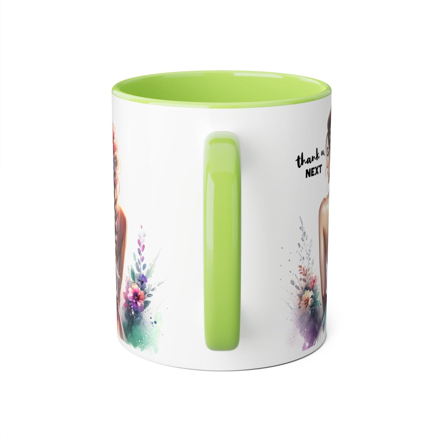 Thank U, Next Colorful Floral Accent Mug, Inspirational Coffee Cup, Gift for Her, Thank You Next Mug, Art Mug, Perfect for Birthdays, Anniversaries