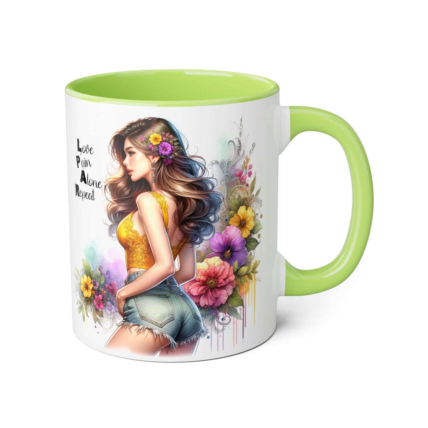 Colorful Floral Accent Mug with Inspirational Quote