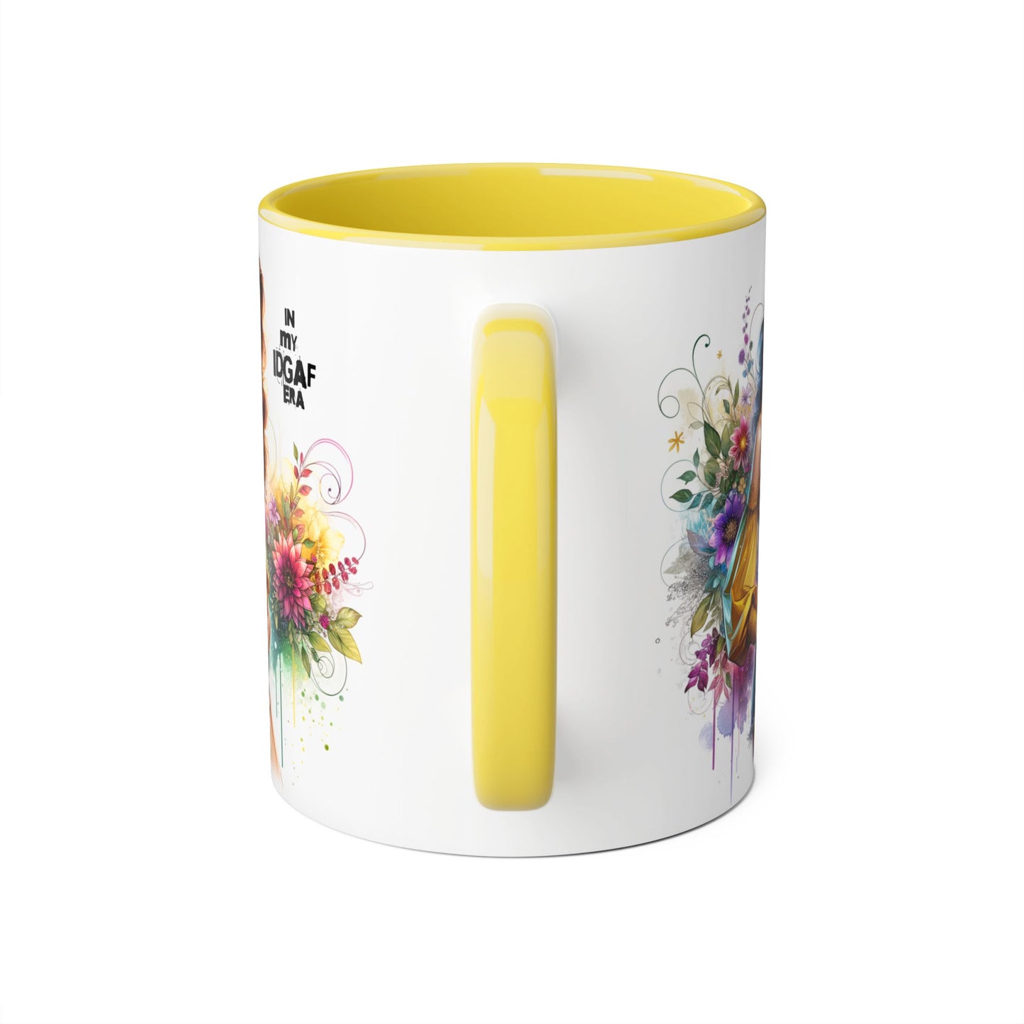 Edgy Floral Accent Mug, Inspirational Coffee Cup, Unique Gift for Her, IDGAF Mug, Boho Style Drinkware