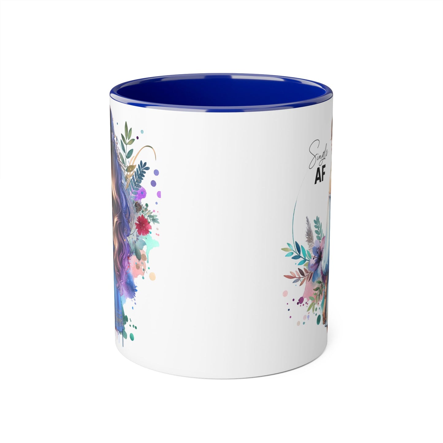 Single AF Boho Art Accent Mug, Unique Coffee Mug, Gift for Her, Floral Mug, Inspirational Mug, Perfect for Birthdays, Encouragement