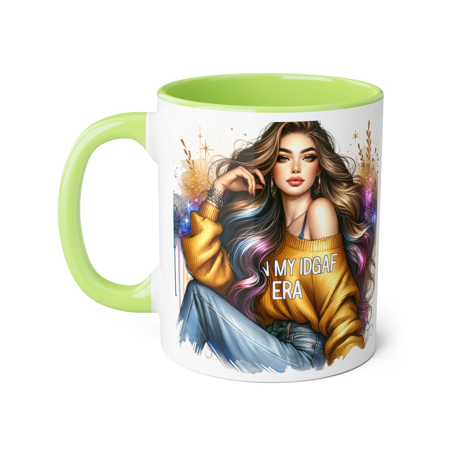 Chic IDGAF Accent Mug, Cool Coffee Cup, Trendy Drinkware, Stylish Gift, Artful Mug for Her