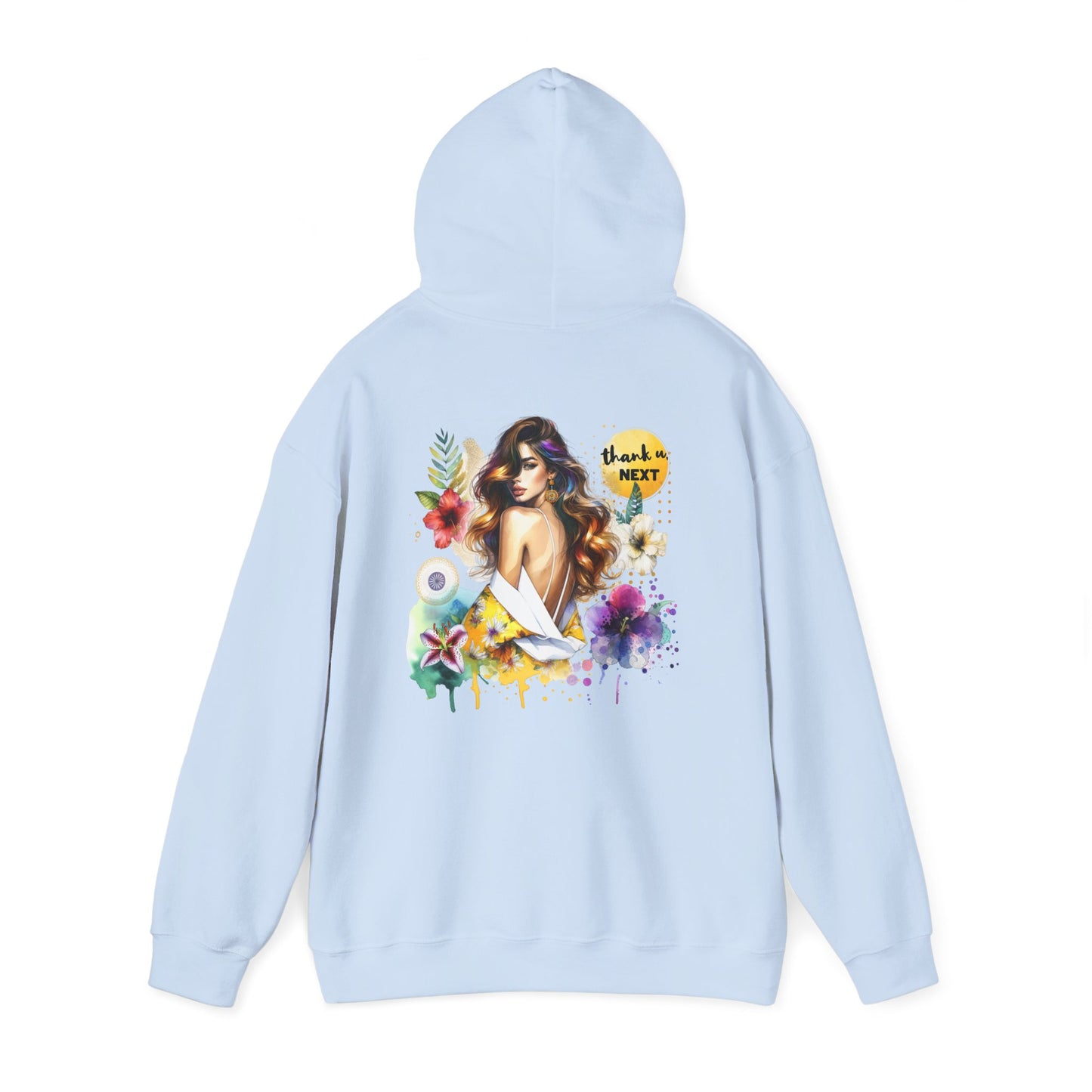 Thank U, Next Colorful Graphic Hooded Sweatshirt, Cozy Unisex Hoodie, Trendy Streetwear, Personalized Gift, Summer Vibes, Art-Inspired Fashion